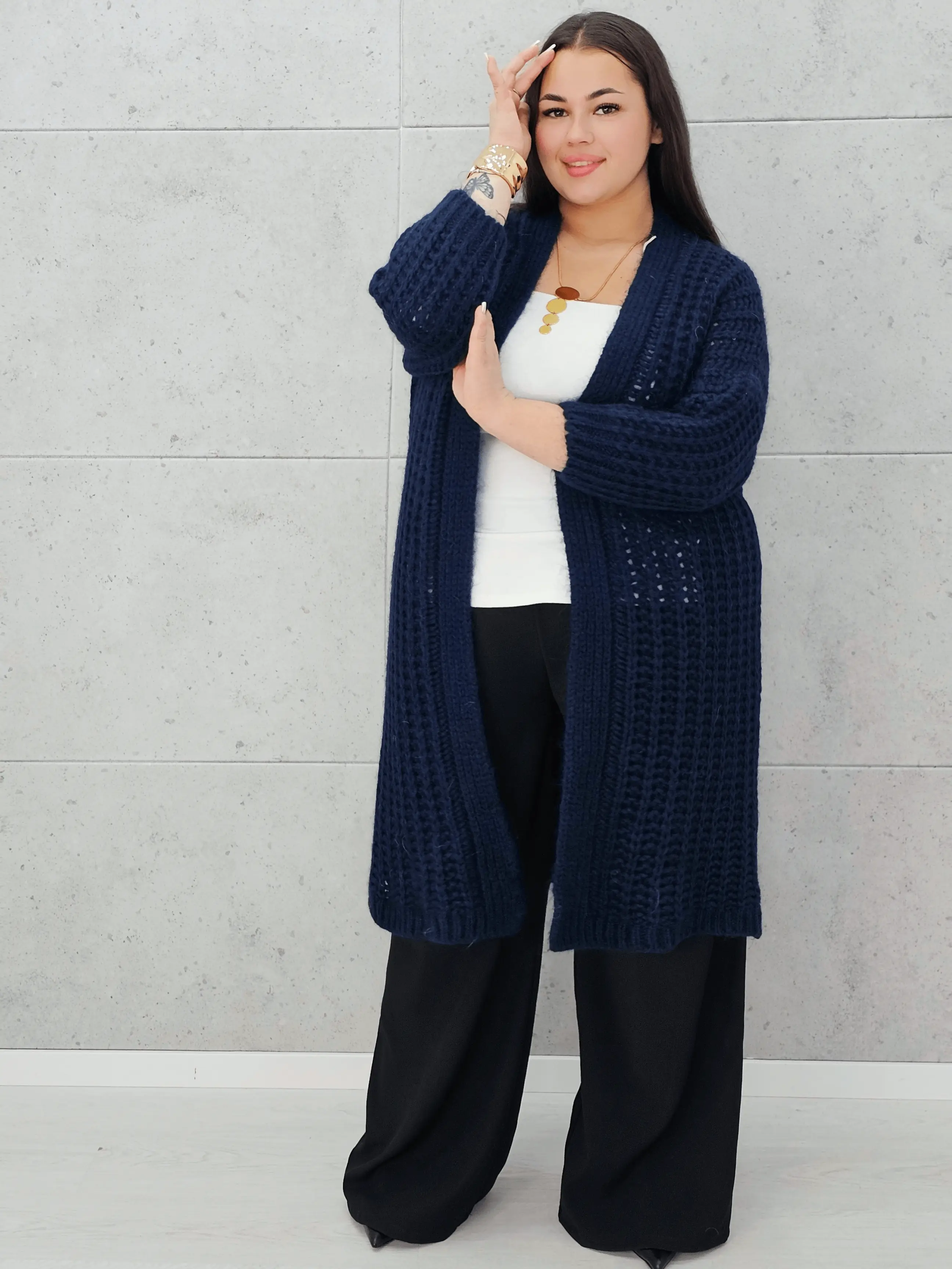 Długi kardigan plus size – modny, ciepły i wygodny sweter dla każdej kobiety - Image 18