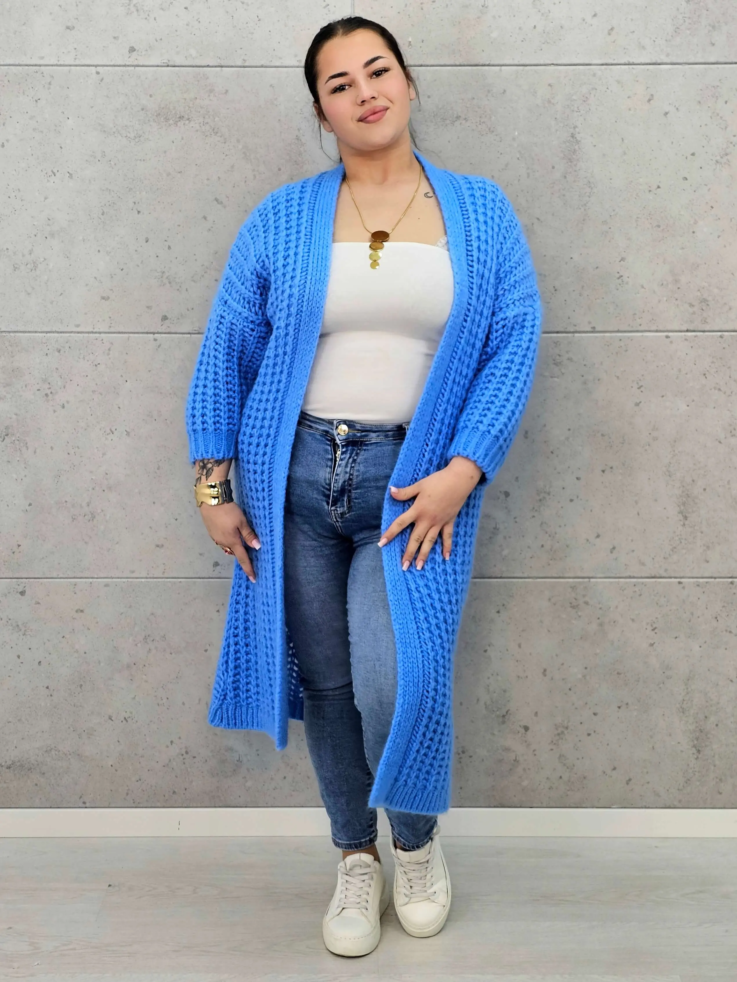 Długi kardigan plus size – modny, ciepły i wygodny sweter dla każdej kobiety - Image 4