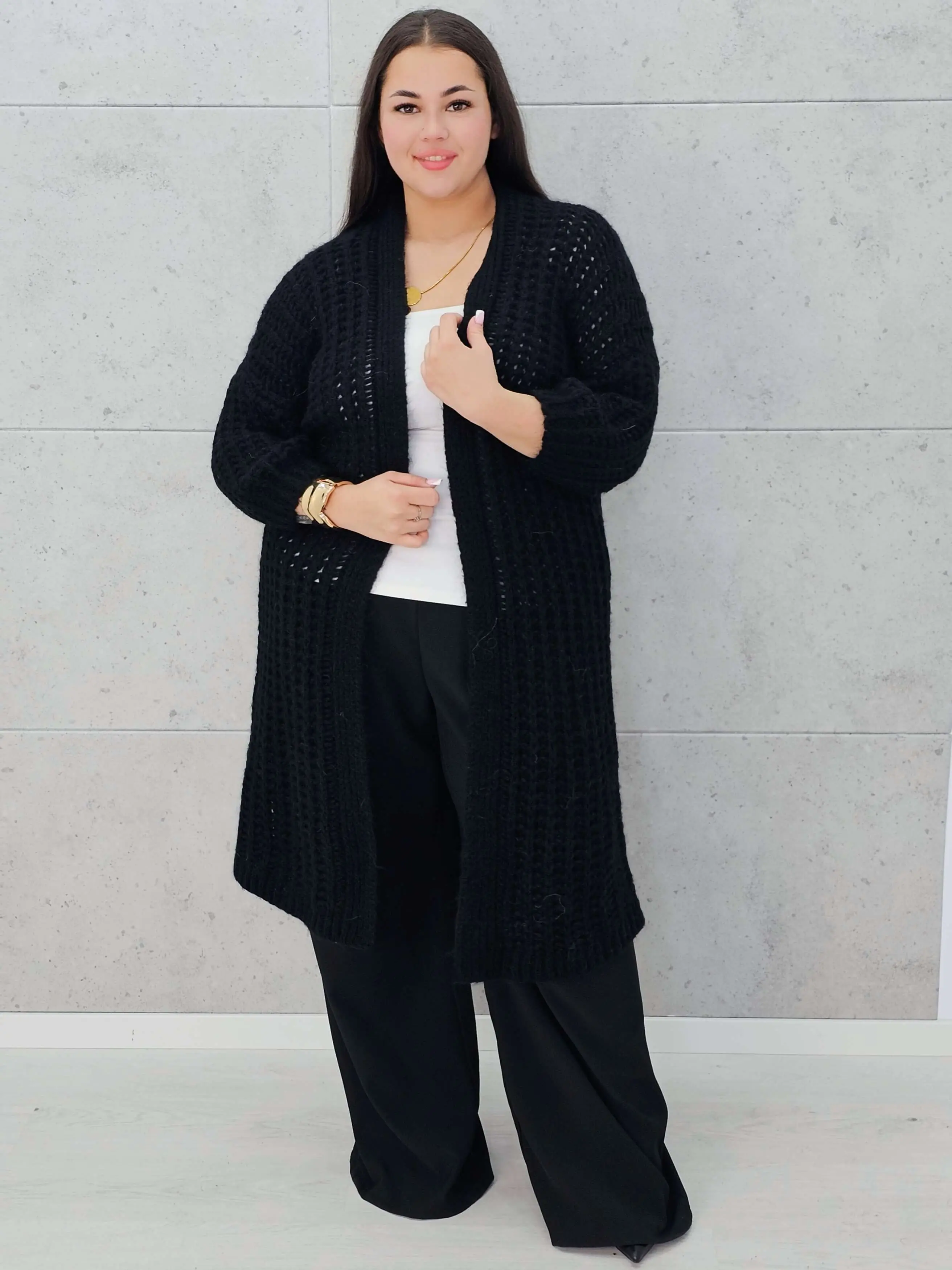 Długi kardigan plus size – modny, ciepły i wygodny sweter dla każdej kobiety - Image 7