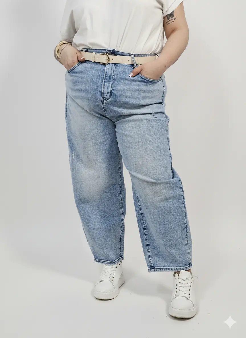 Jeansy plus size jasne z wysokim stanem – wygodne spodnie XXL