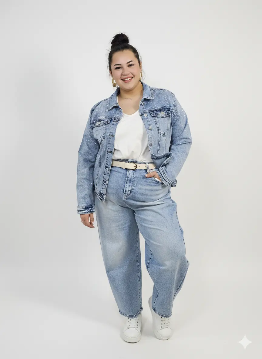 Jeansy plus size jasne z wysokim stanem – wygodne spodnie XXL - Image 5