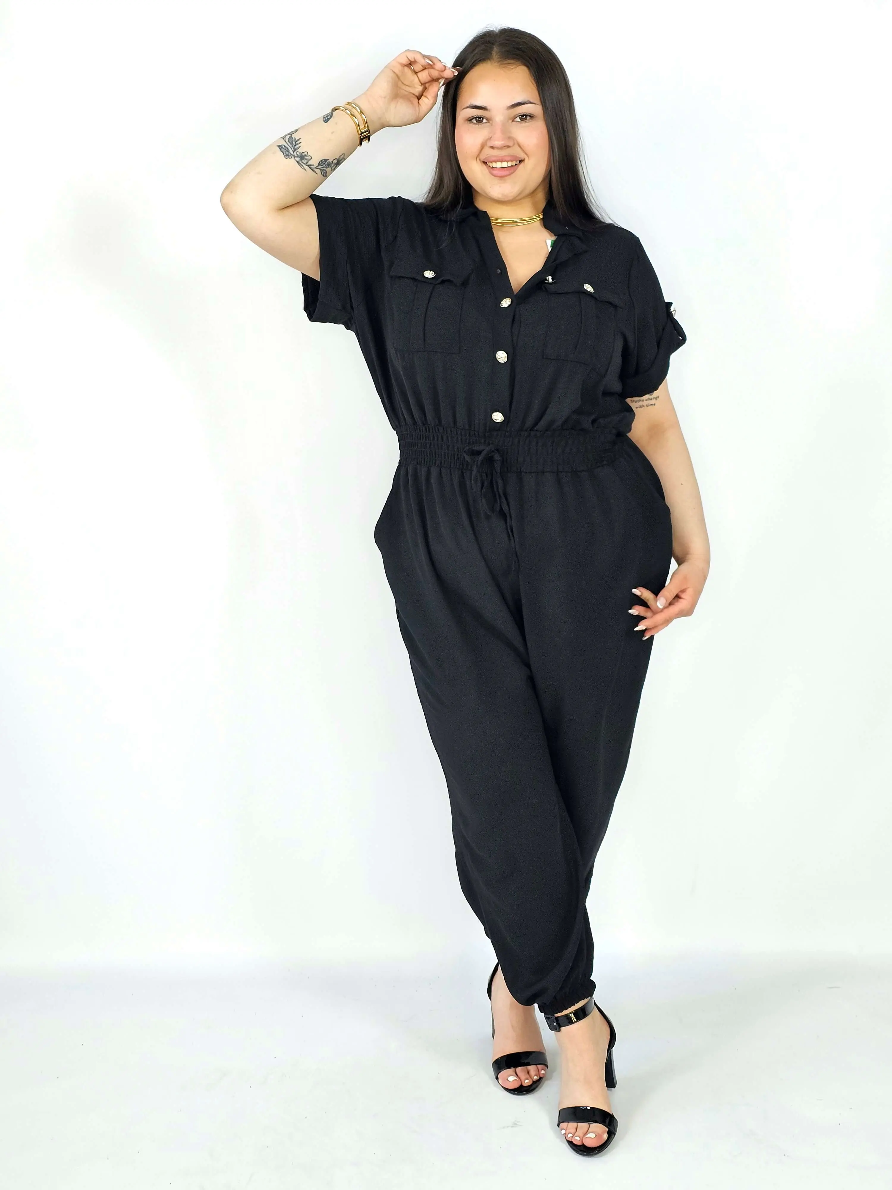 Kombinezon plus size z wiązaniem i kieszeniami – wygoda i styl XXL - Image 2