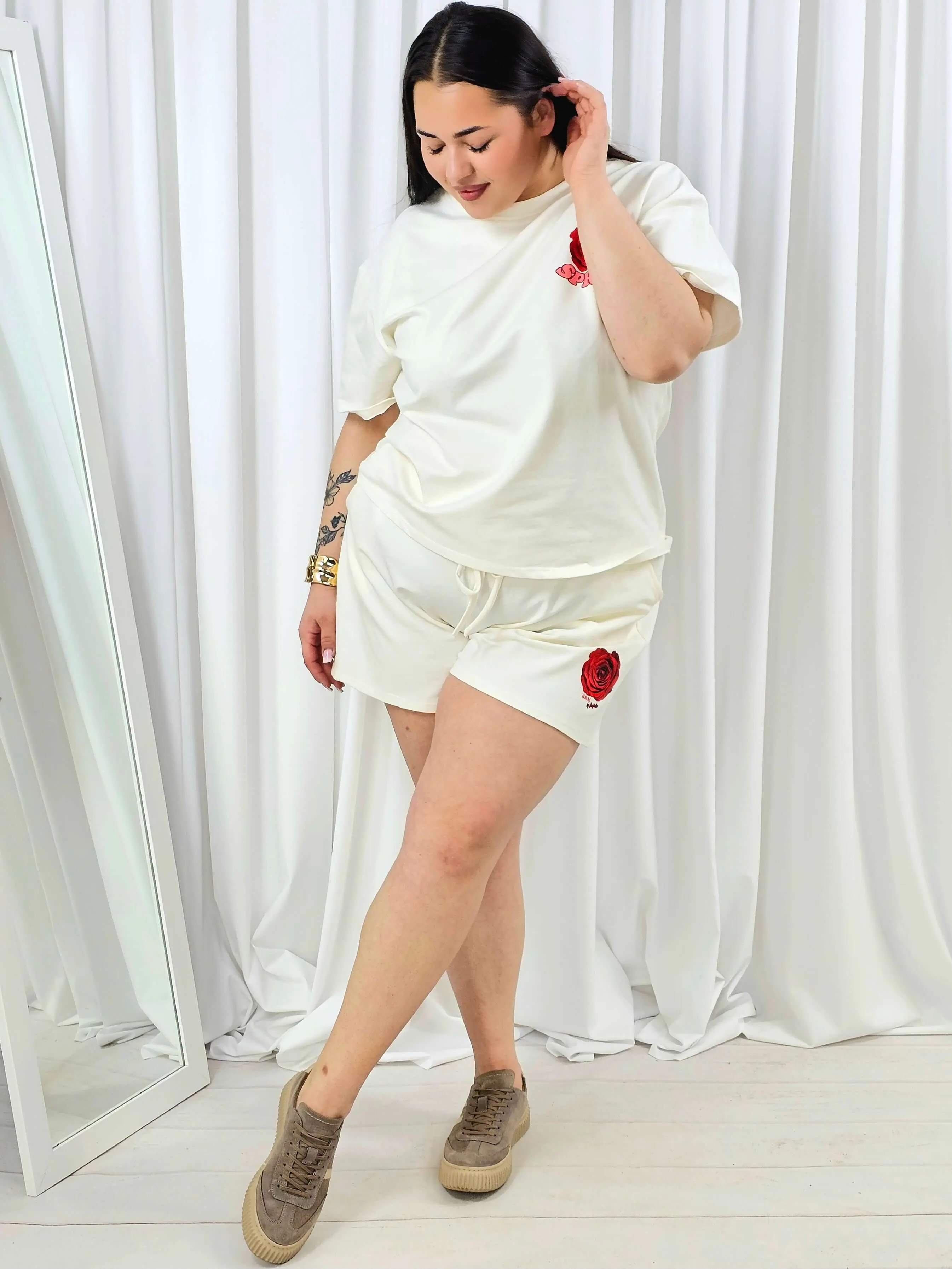 Komplet plus size t-shirt + szorty z nadrukiem SPRING – letni set XXL - Image 11
