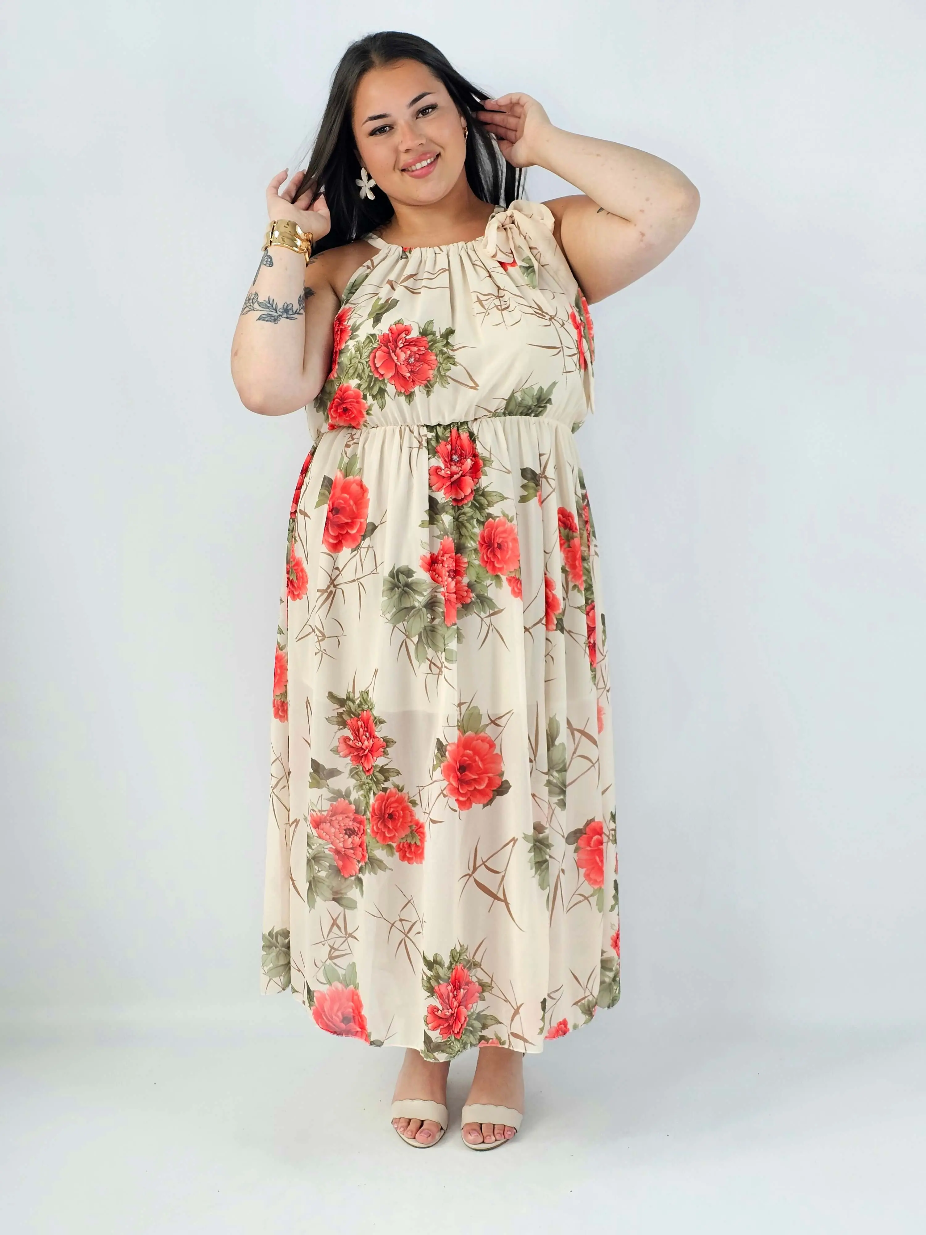 Sukienka plus size VIP z wiązaniem przy szyi i rozcięciem – kobieca elegancja na wyjątkowe okazje - Image 12