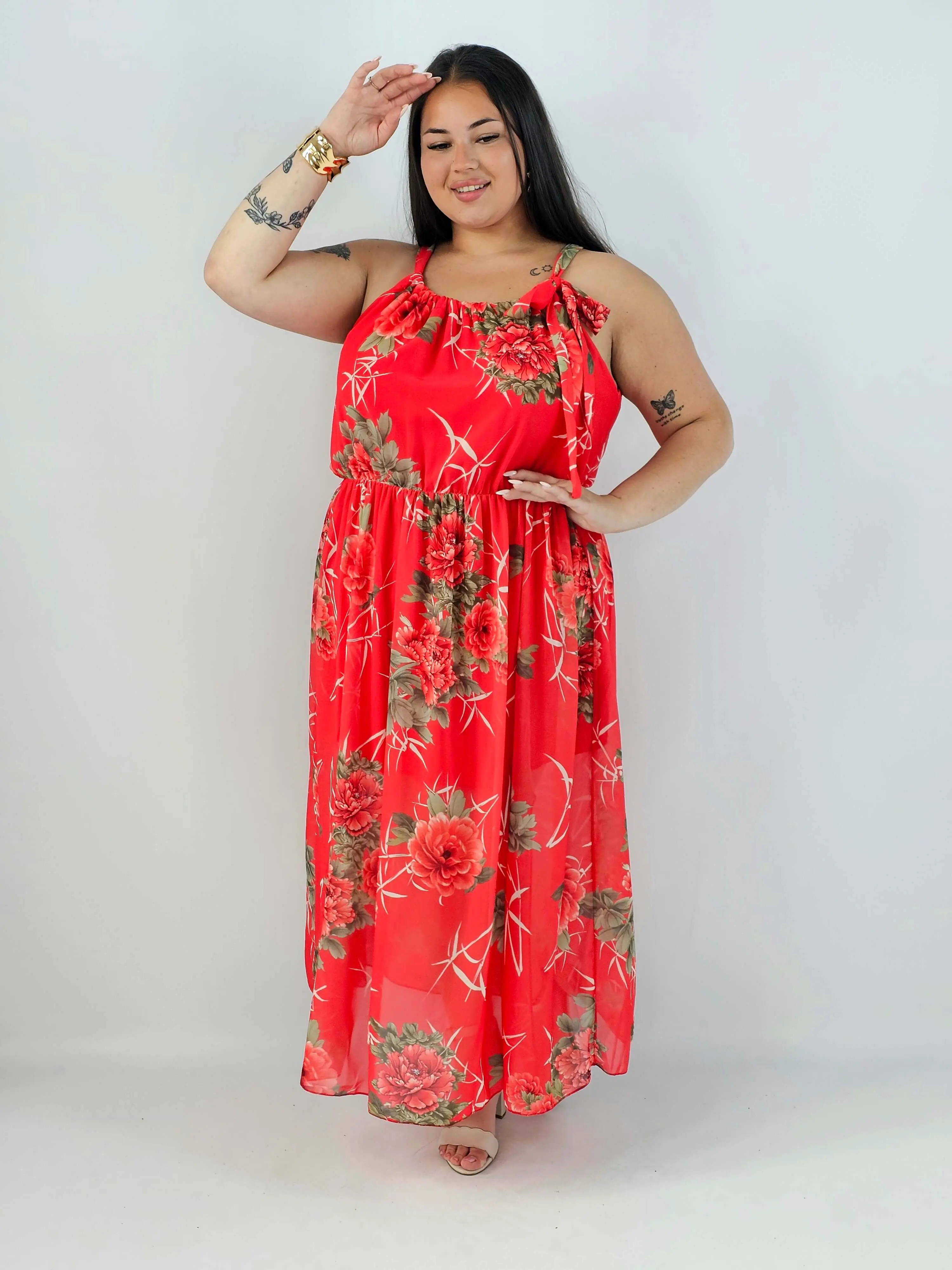 Sukienka plus size VIP z wiązaniem przy szyi i rozcięciem – kobieca elegancja na wyjątkowe okazje - Image 6