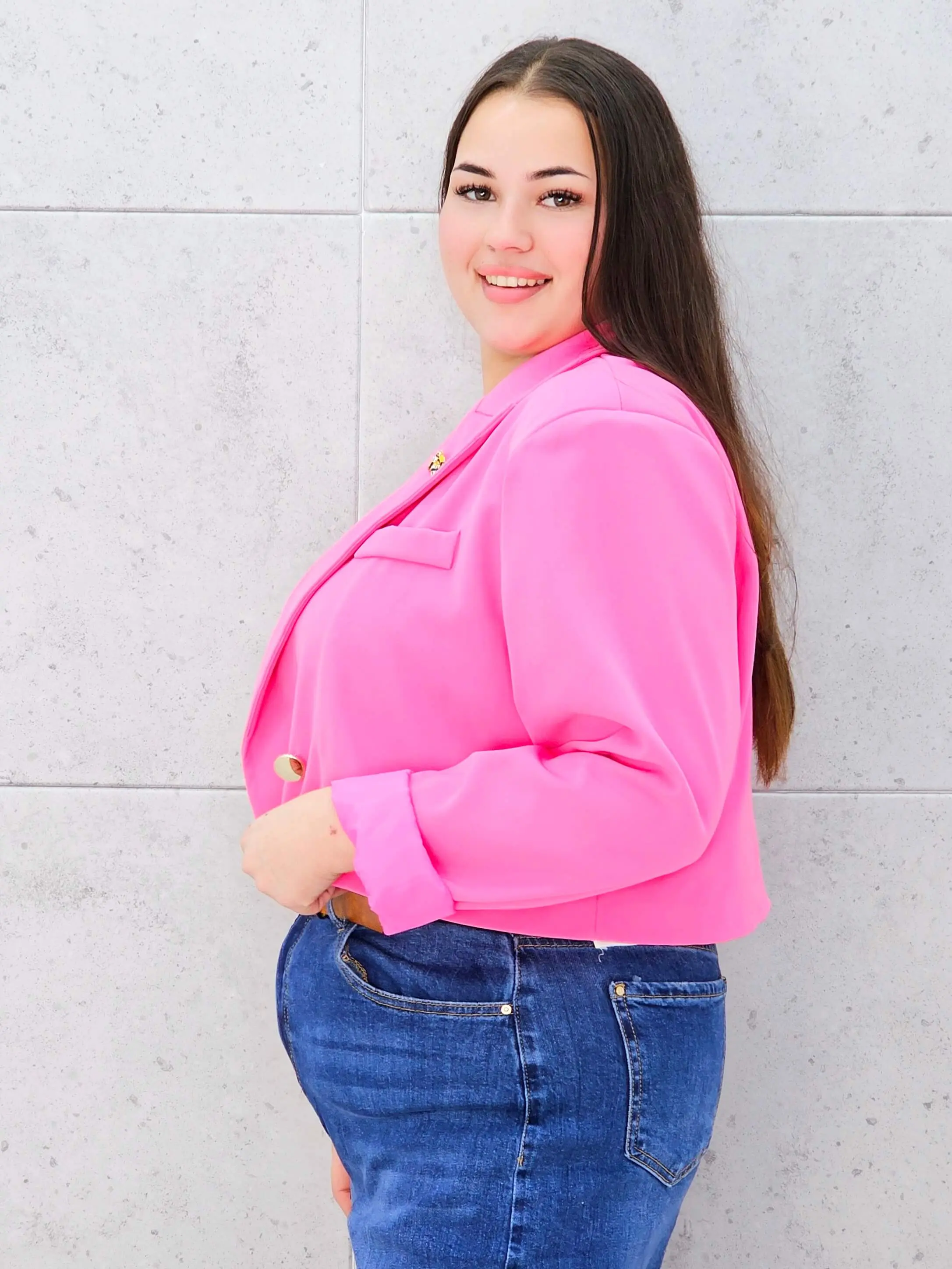 Krótka marynarka plus size z guzikami – stylowa i nowoczesna Stylowa XL - Image 7