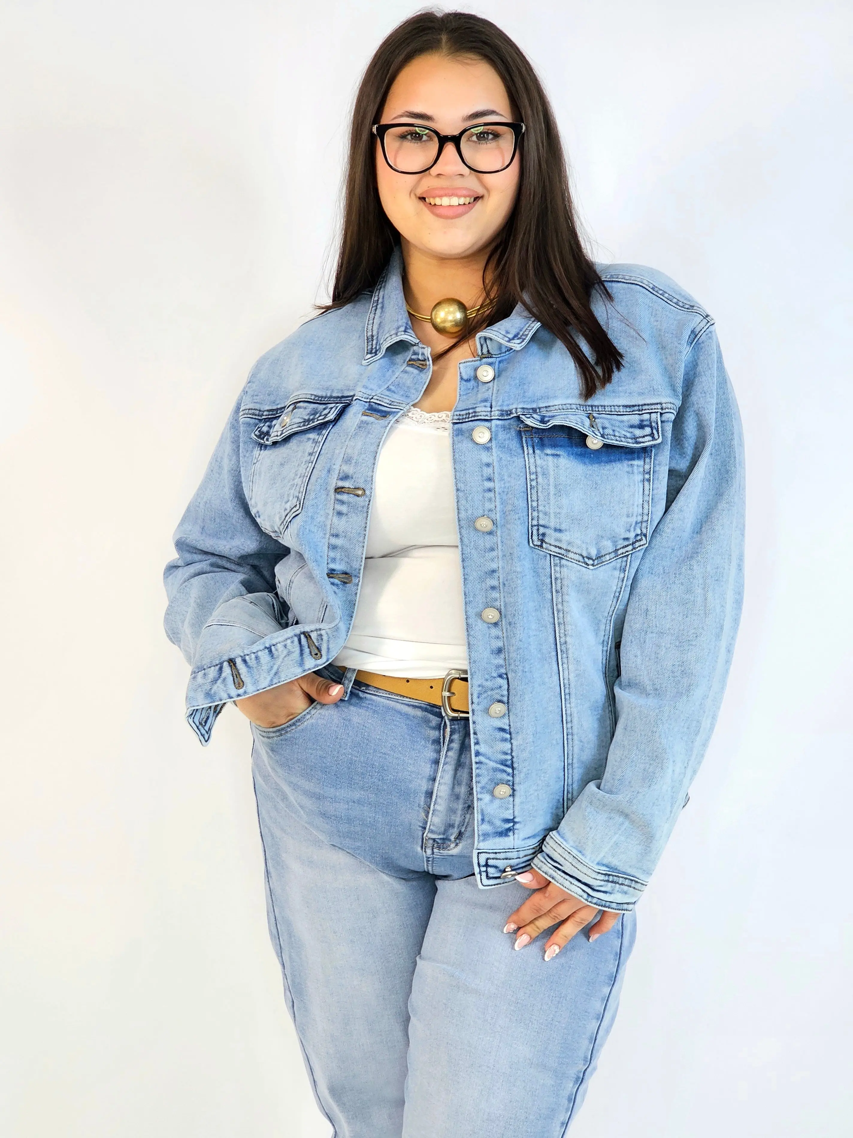 Kurtka jeansowa plus size – klasyczna katana jeansowa damska - Image 2