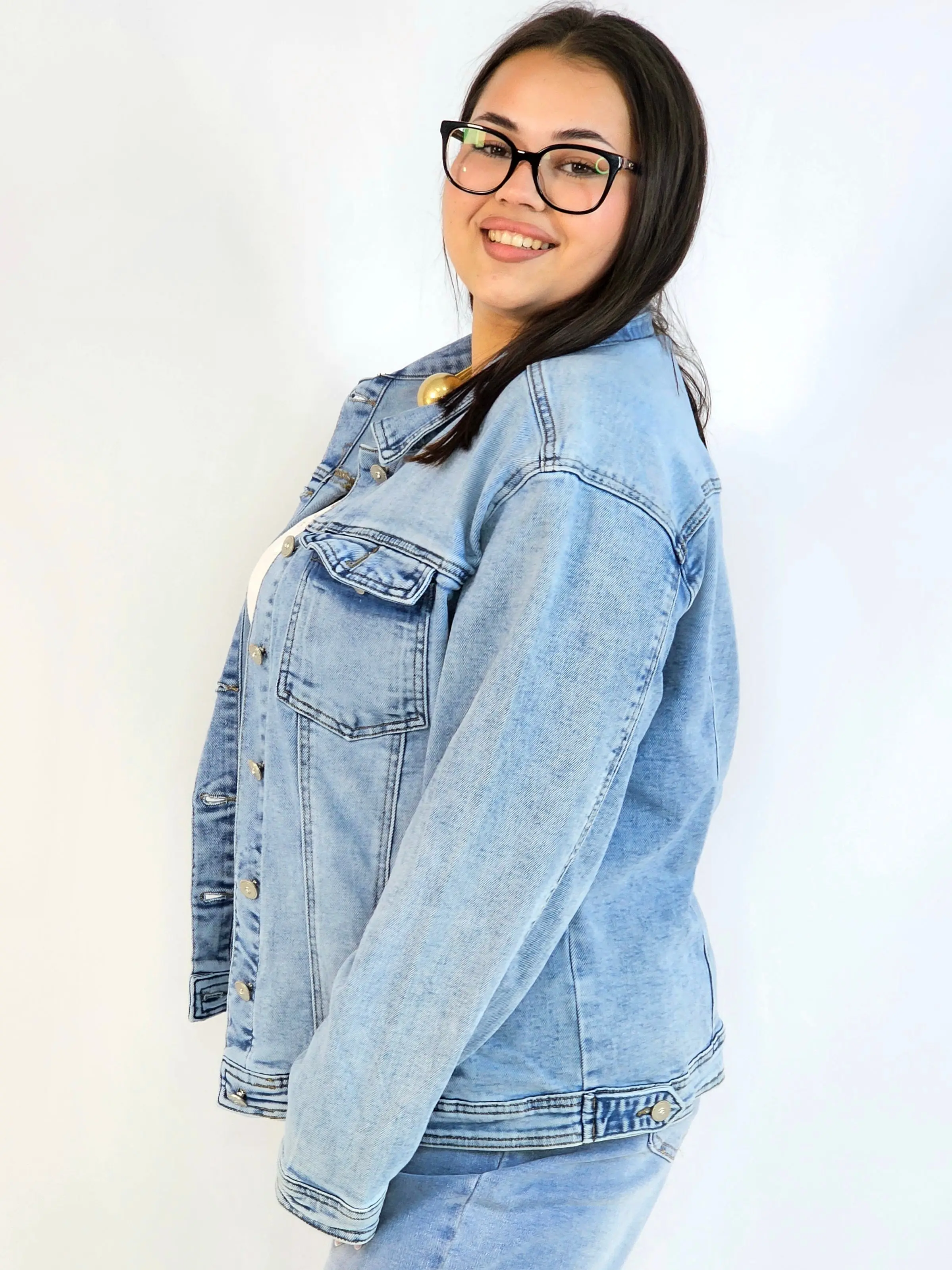 Kurtka jeansowa plus size – klasyczna katana jeansowa damska - Image 7