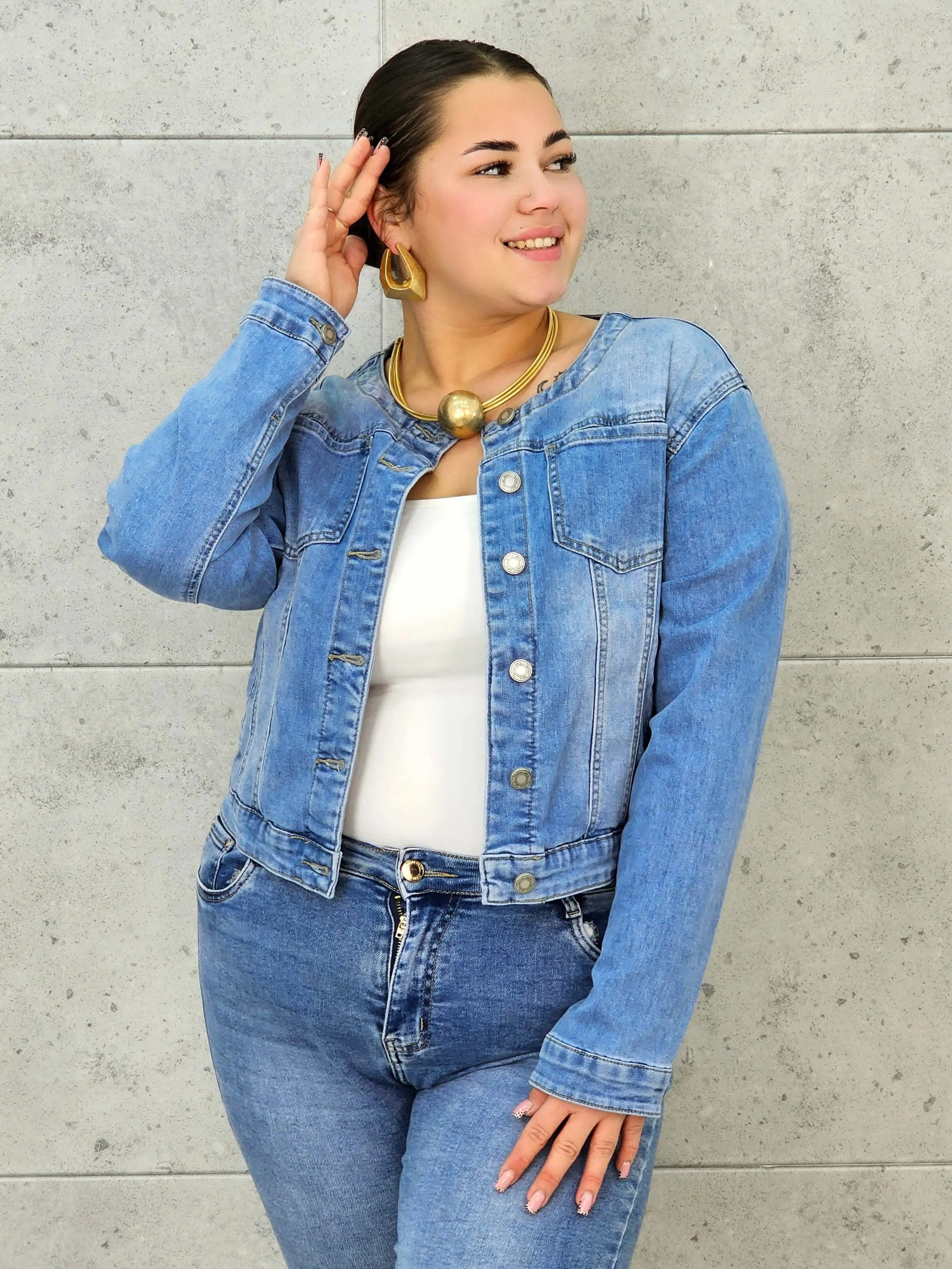Kurtka jeansowa plus size z klasycznym krojem – Stylowa, lekka i uniwersalna - Image 6
