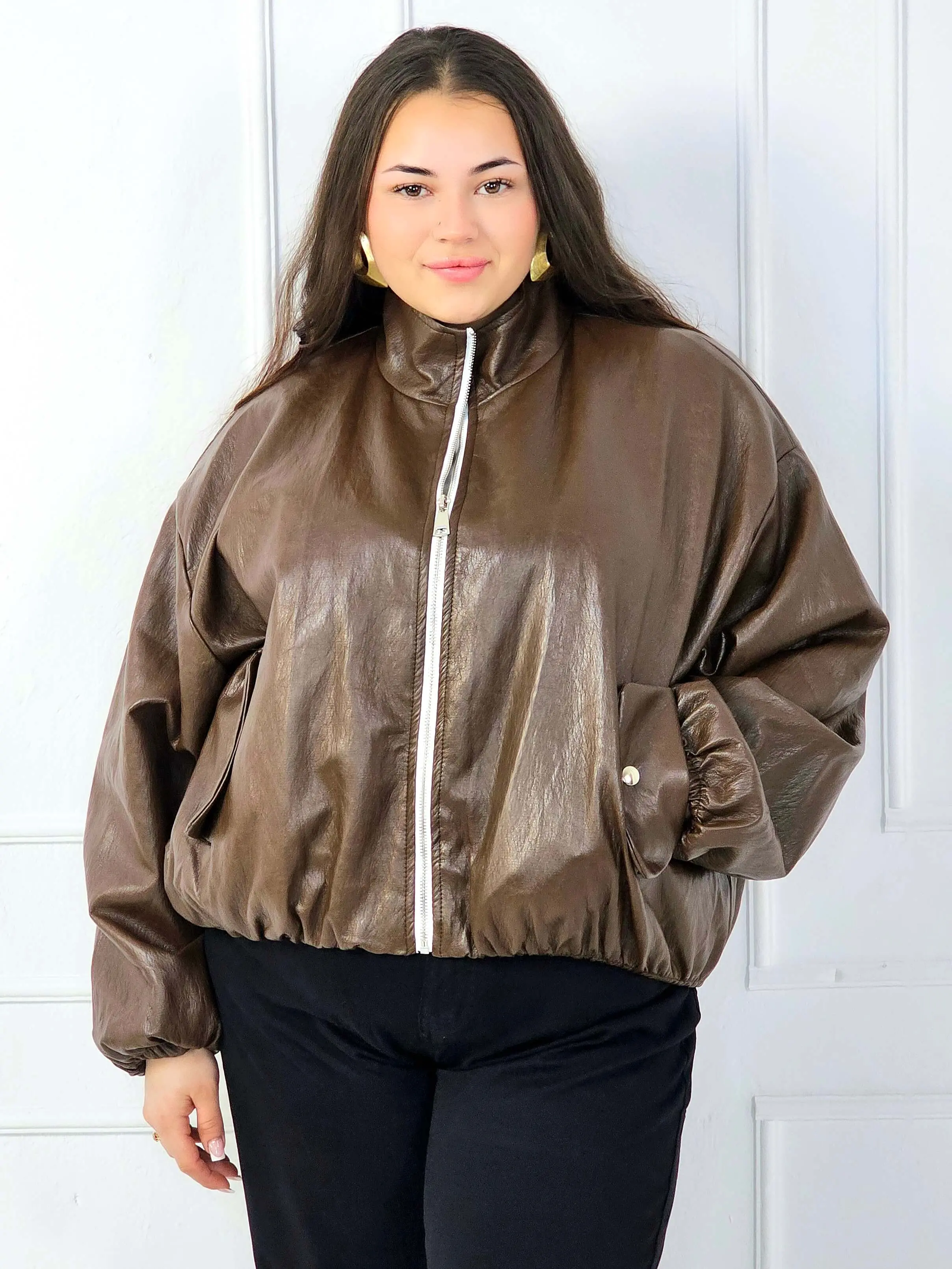 Kurtka plus size bomberka o luźnym kroju z suwakiem - Image 8