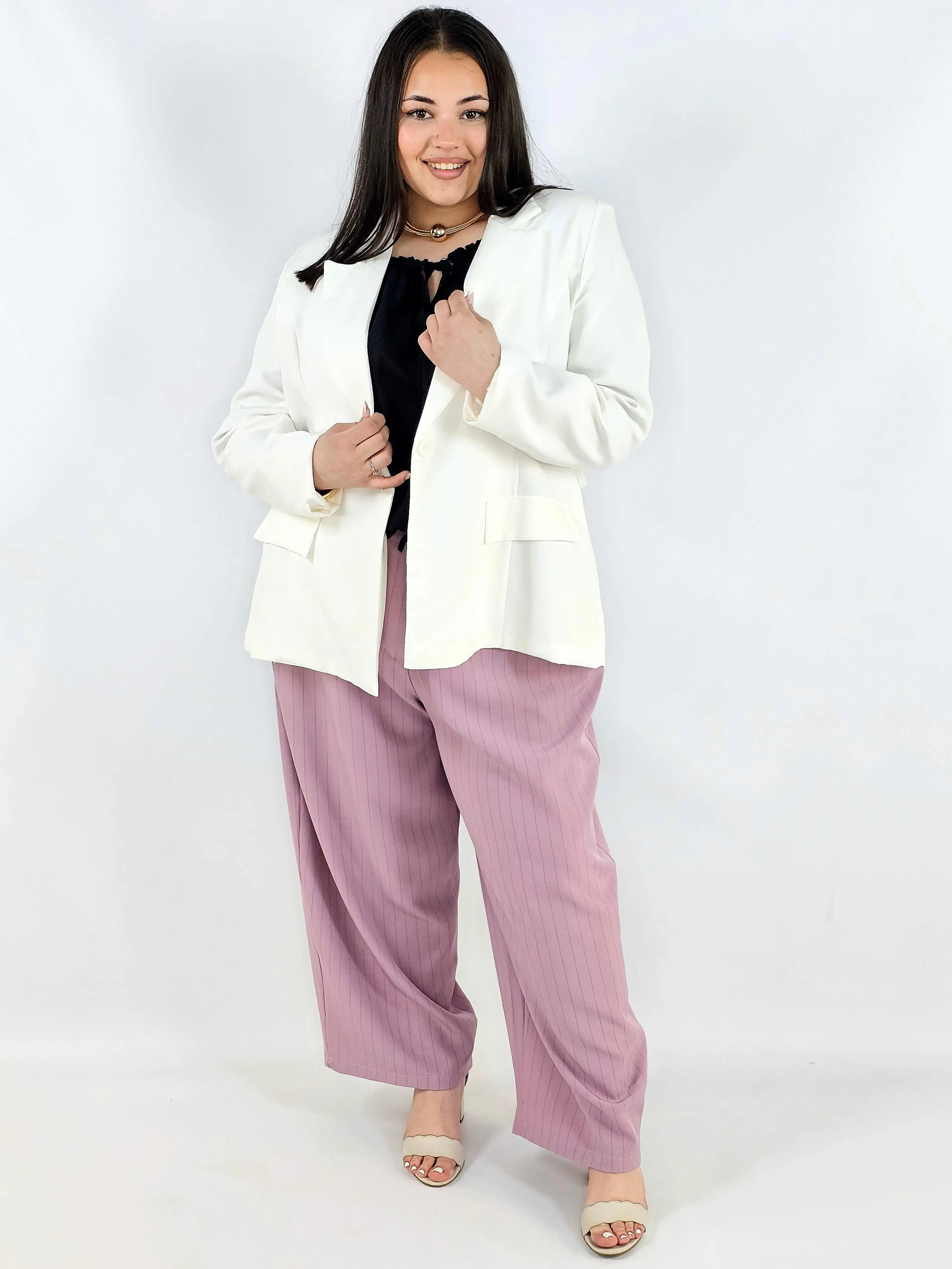 Marynarka plus size z wiązaniem elegancka dopasowana i kobieca - Image 13