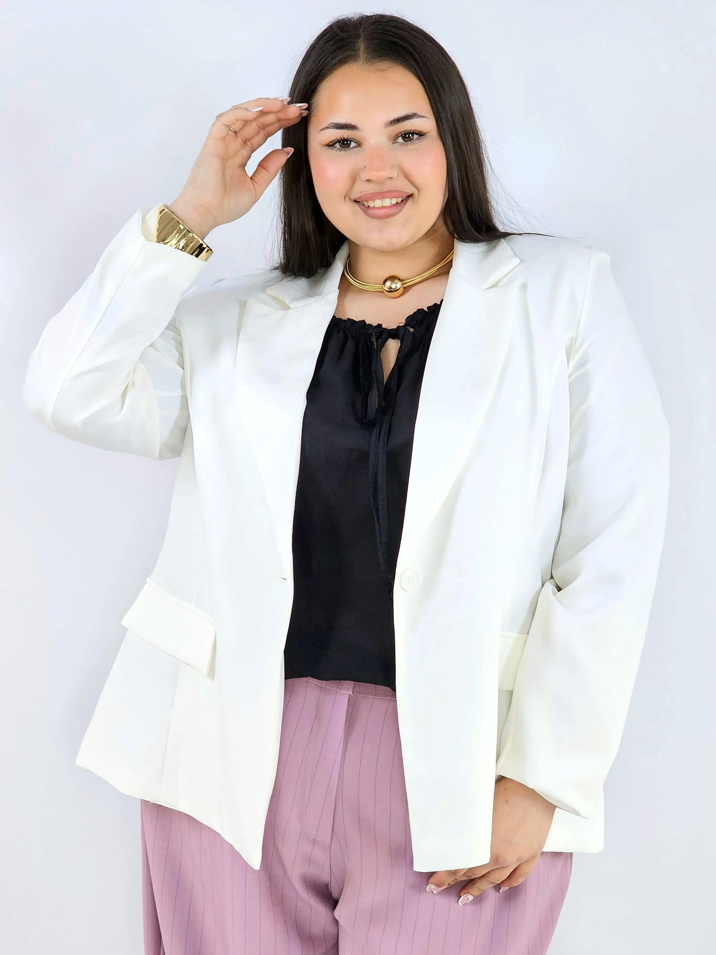 Marynarka plus size z wiązaniem elegancka dopasowana i kobieca - Image 5