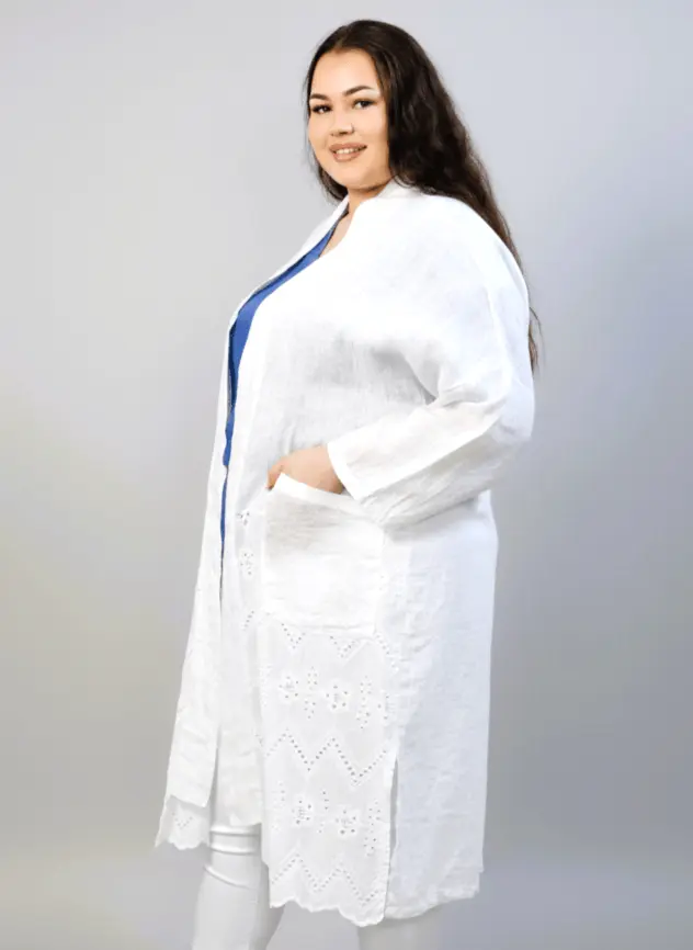 Narzutka lniana plus size z haftem – lekka i przewiewna narzutka XXL dla kobiet - Image 8