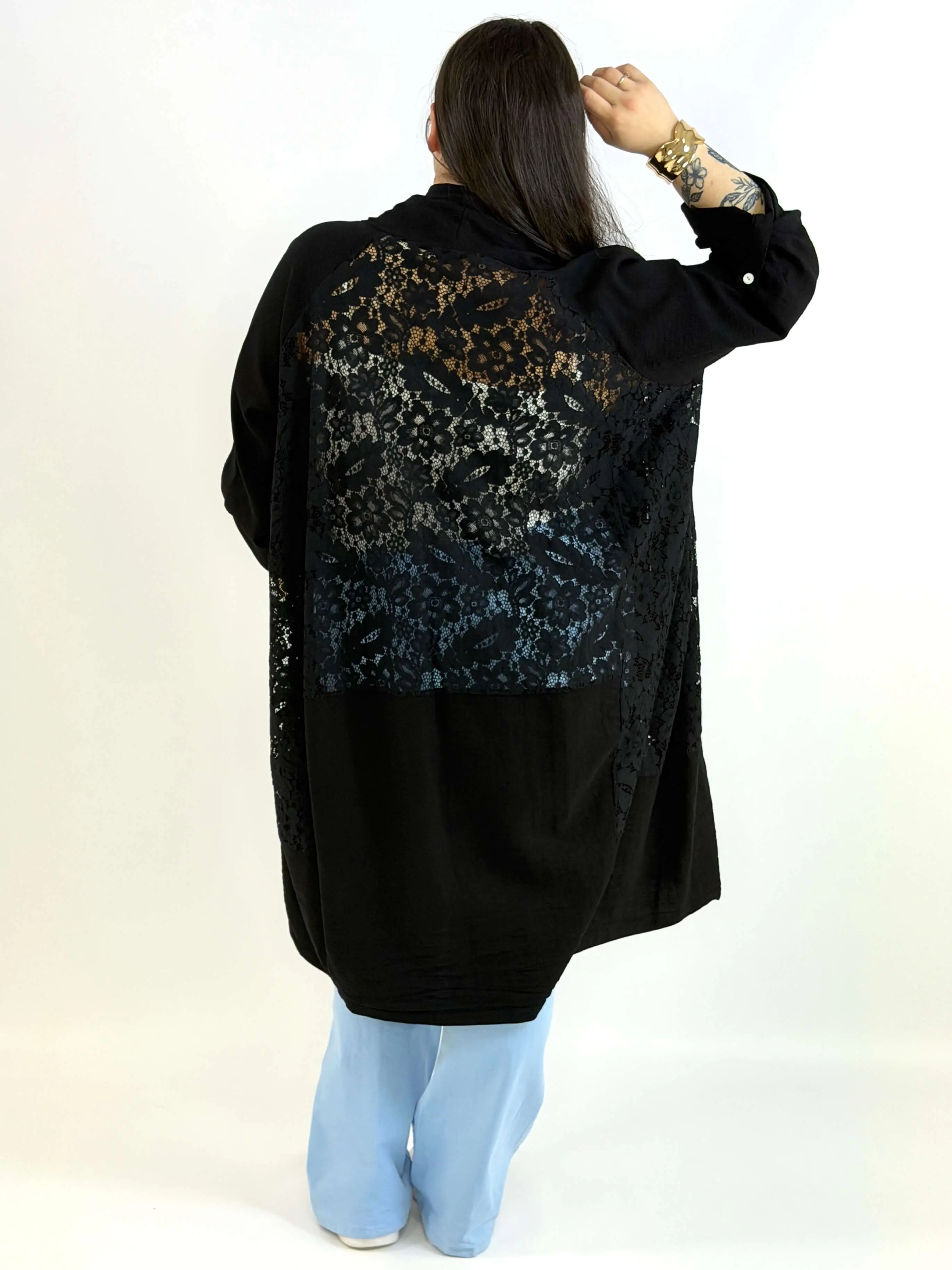 Narzutka plus size lniana z koronką – lekka narzutka XXL w eleganckim stylu - Image 10
