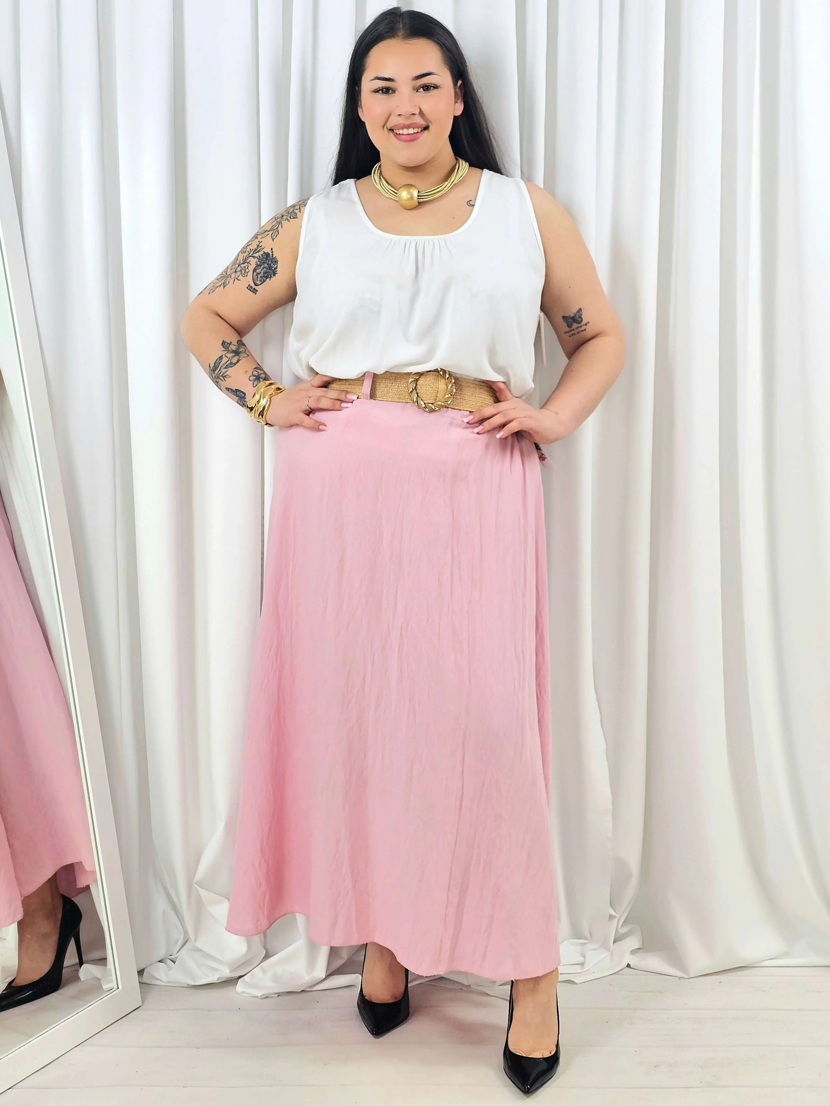 Spódnica plus size – długa spódnica maxi o lekkim, swobodnym kroju - Image 32