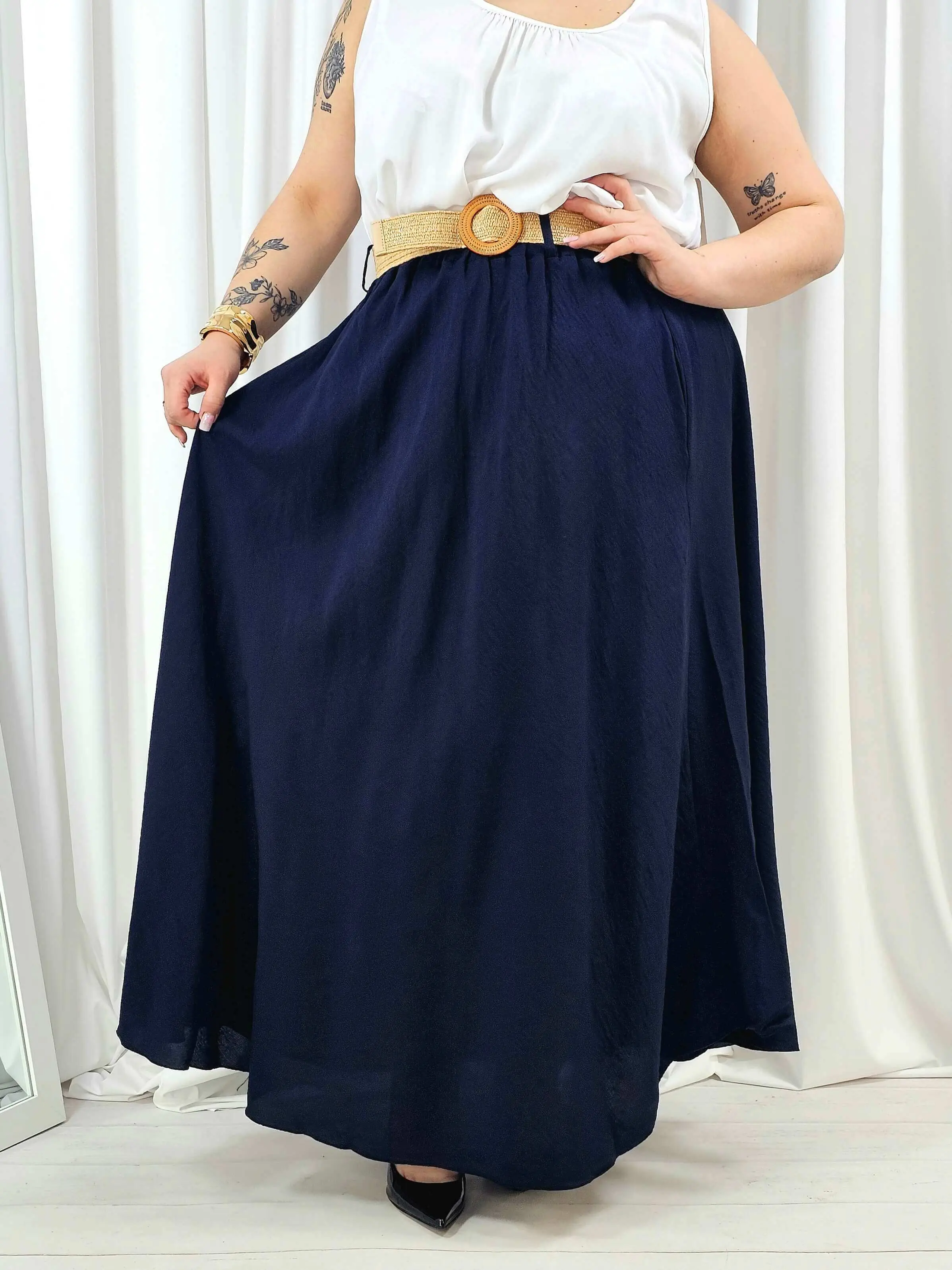 Spódnica plus size – długa spódnica maxi o lekkim, swobodnym kroju - Image 44