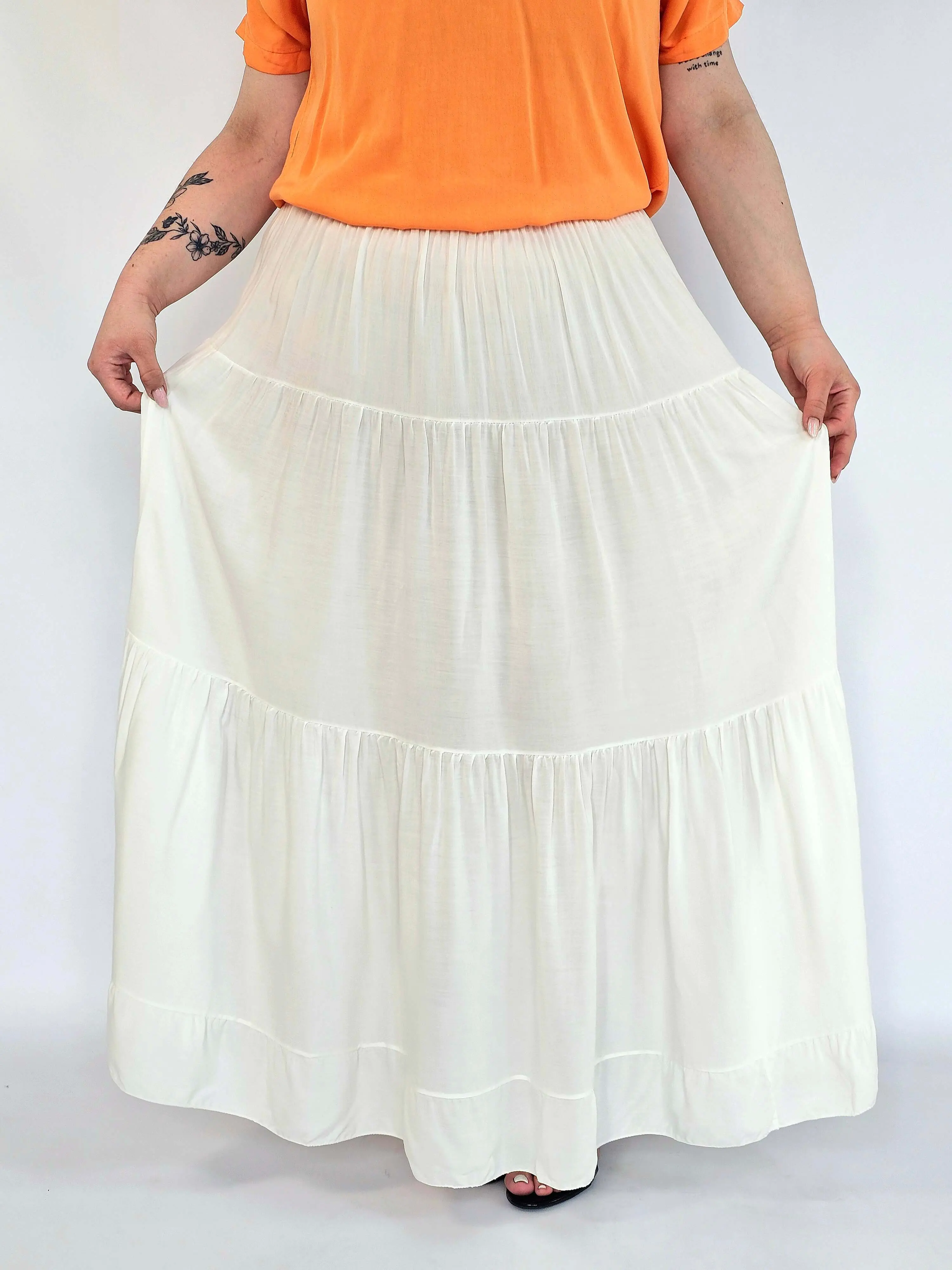 Spódnica plus size maxi rozkloszowana – długa spódnica XXL damska