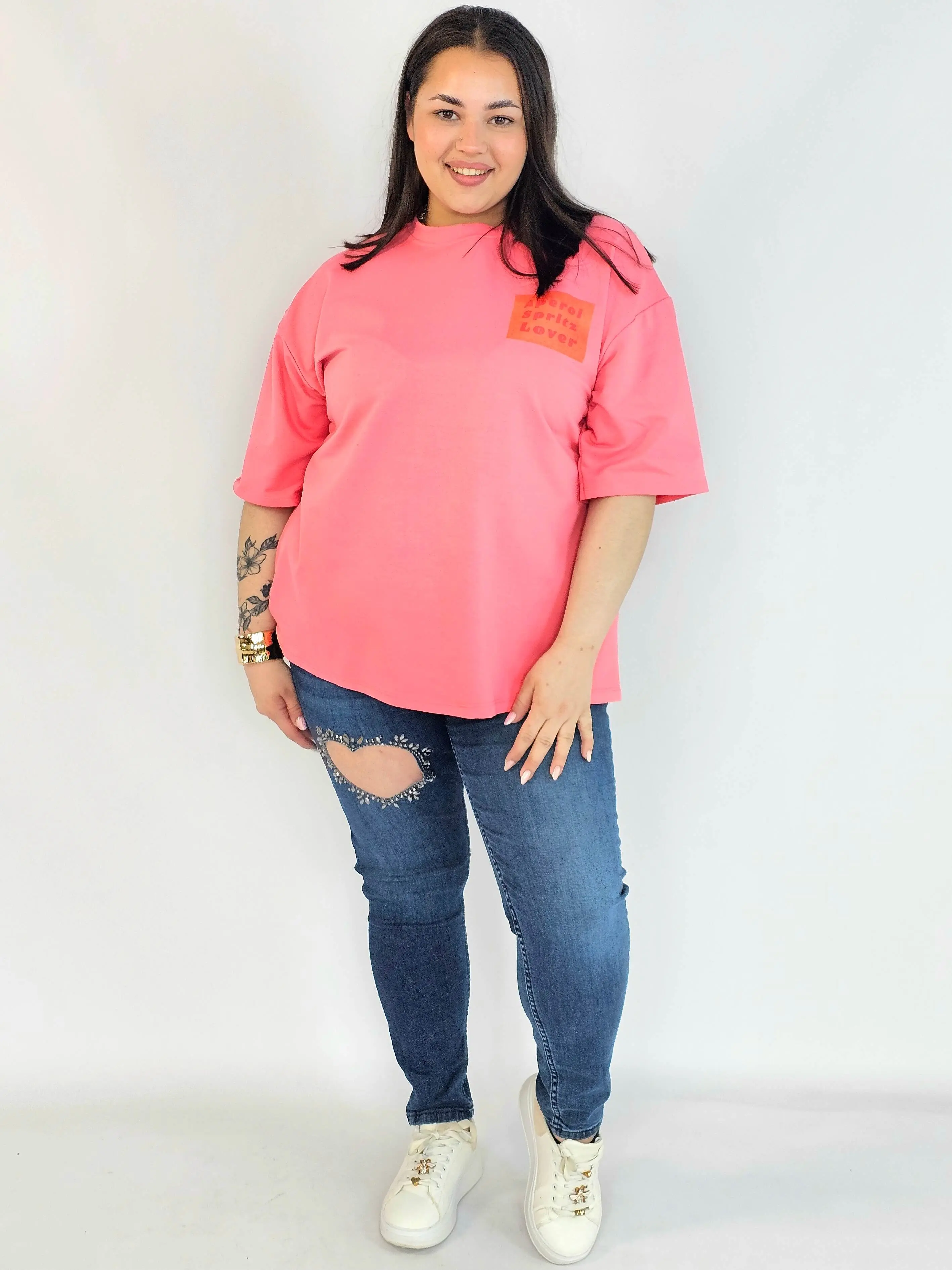 Spodnie plus size jeans – elastyczne jeansy damskie XXL z ozdobnym wycięciem - Image 6