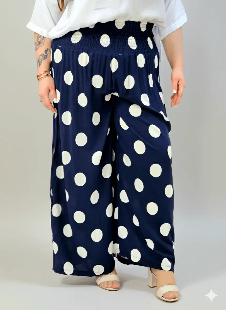 Spodnie plus size z szeroką nogawką i elastycznym pasem - Image 2