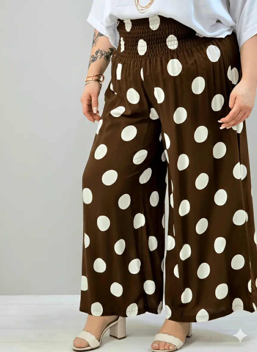 Spodnie plus size z szeroką nogawką i elastycznym pasem - Image 3