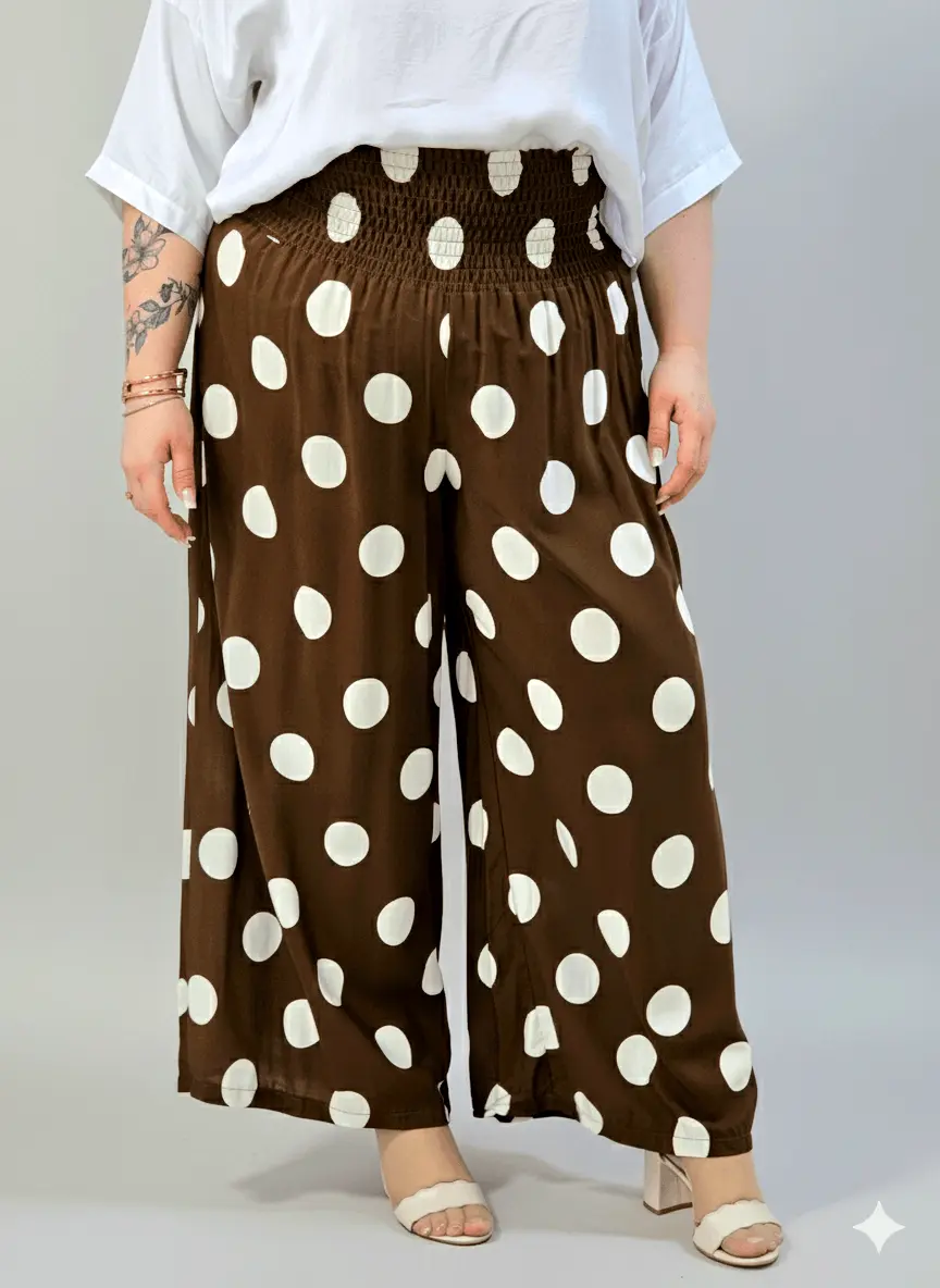 Spodnie plus size z szeroką nogawką i elastycznym pasem - Image 4