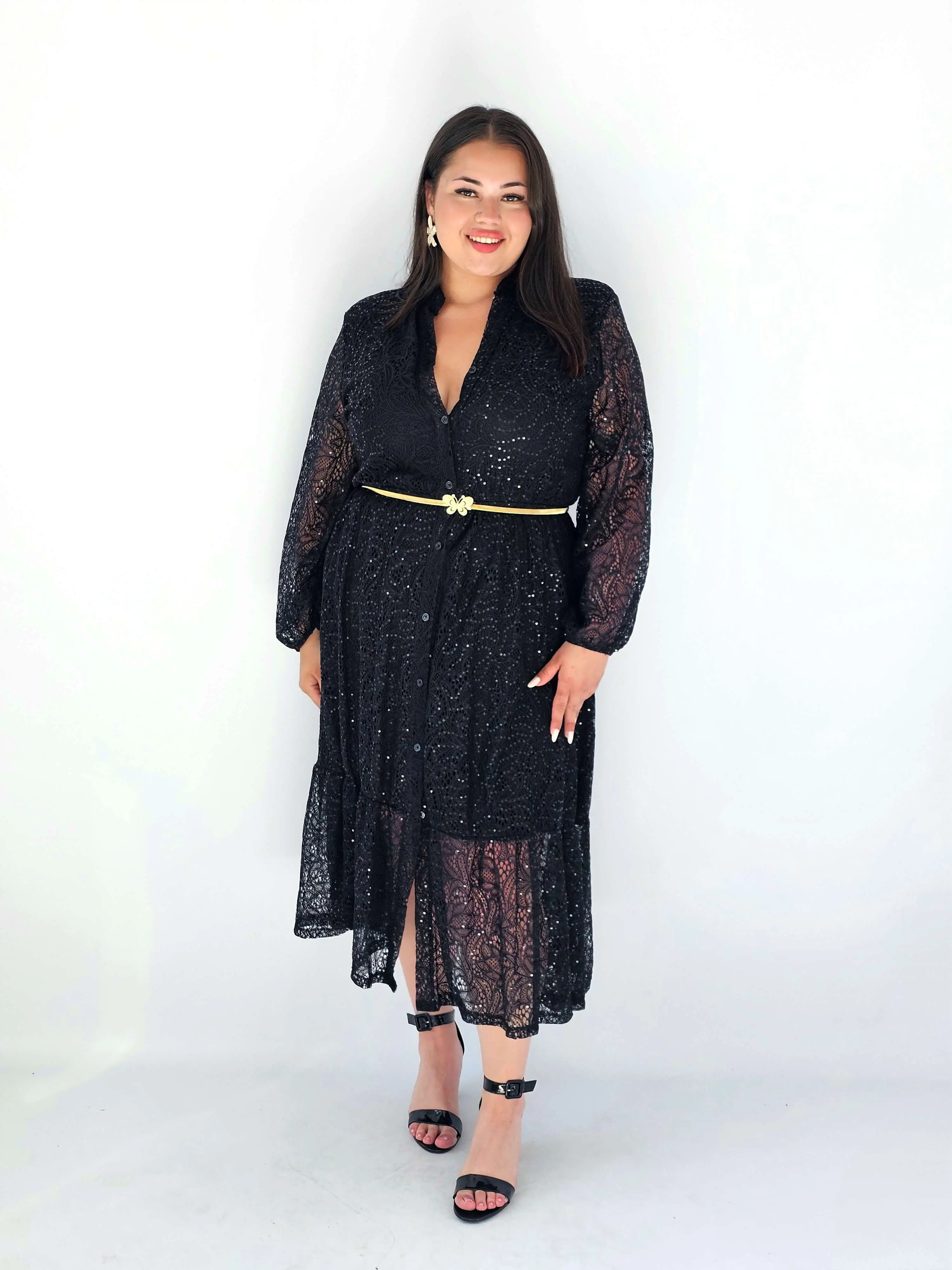 Sukienka Koronkowa Plus Size Z Połyskiem – Wyjątkowa Kreacja Pełna Elegancji I Kobiecego Stylu - Image 2