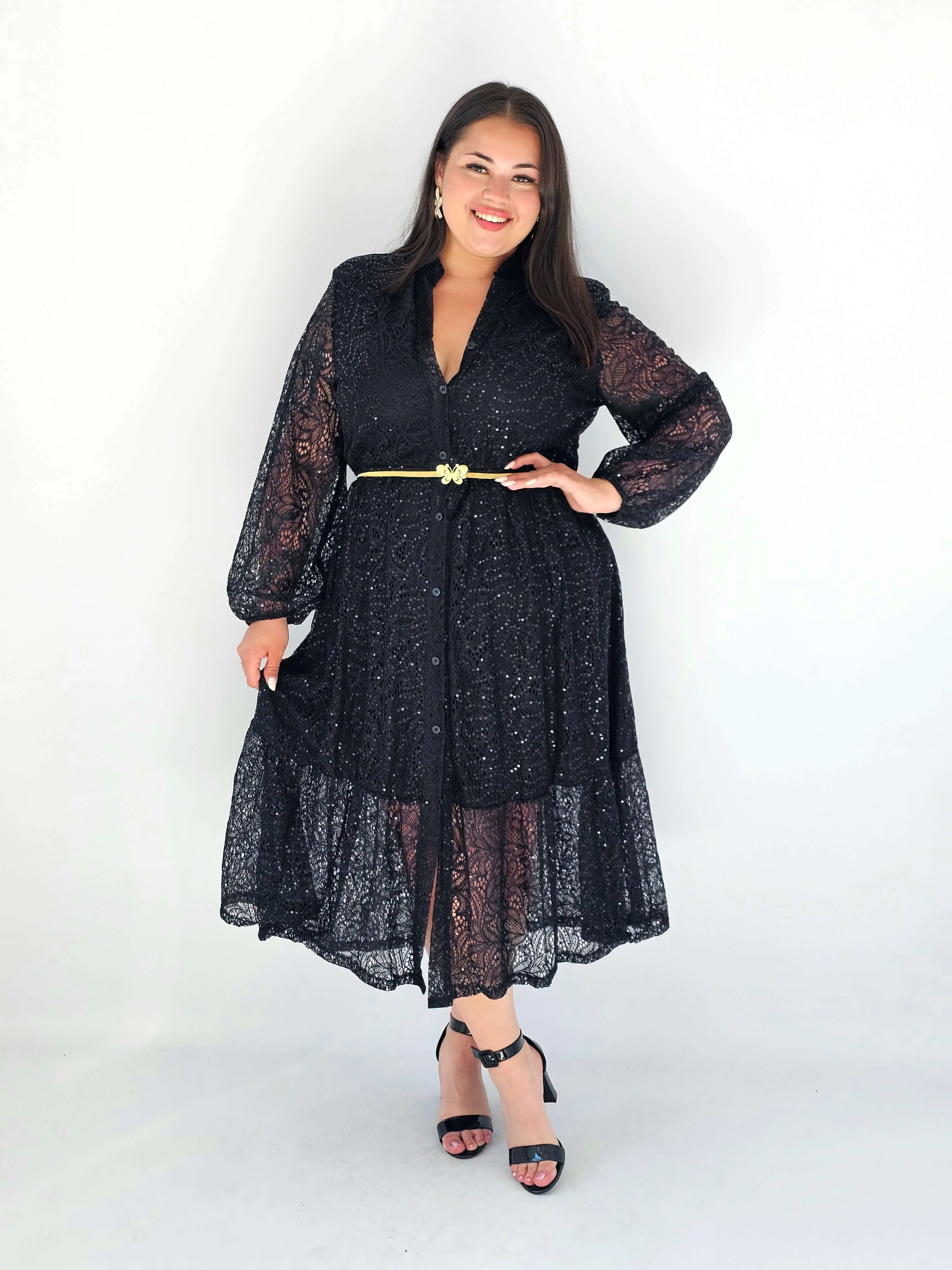 Sukienka Koronkowa Plus Size Z Połyskiem – Wyjątkowa Kreacja Pełna Elegancji I Kobiecego Stylu - Image 3