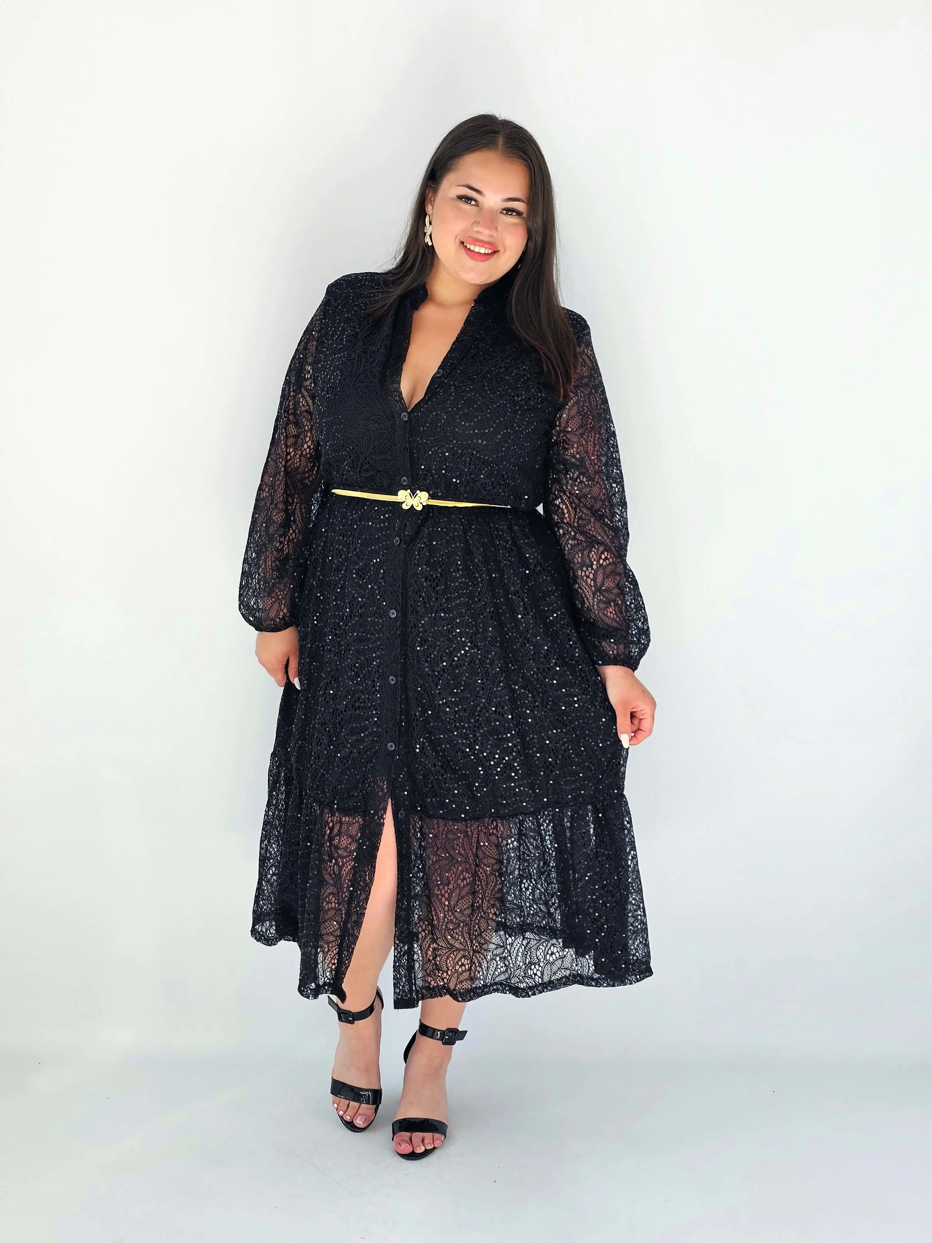 Sukienka Koronkowa Plus Size Z Połyskiem – Wyjątkowa Kreacja Pełna Elegancji I Kobiecego Stylu - Image 5