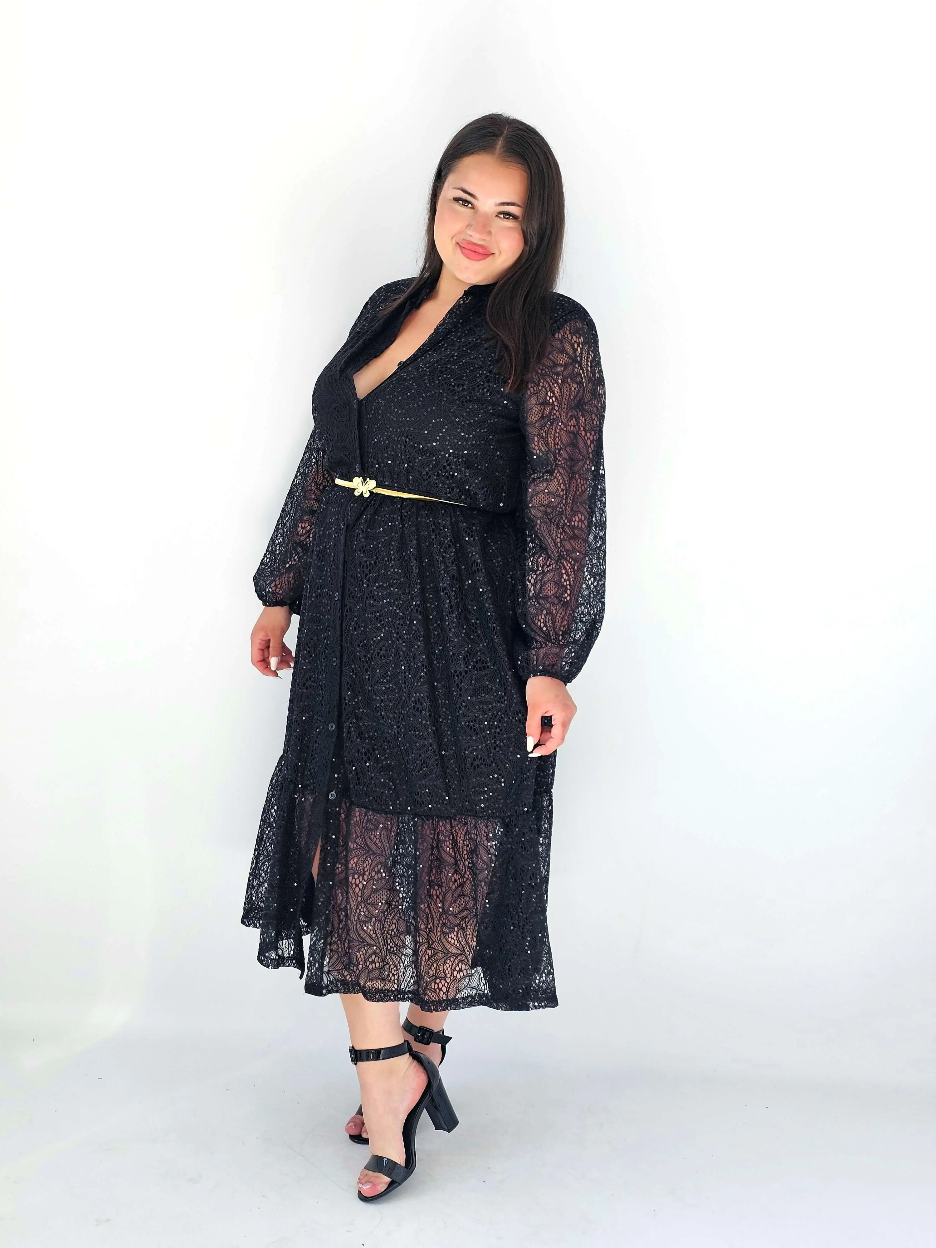 Sukienka Koronkowa Plus Size Z Połyskiem – Wyjątkowa Kreacja Pełna Elegancji I Kobiecego Stylu - Image 6