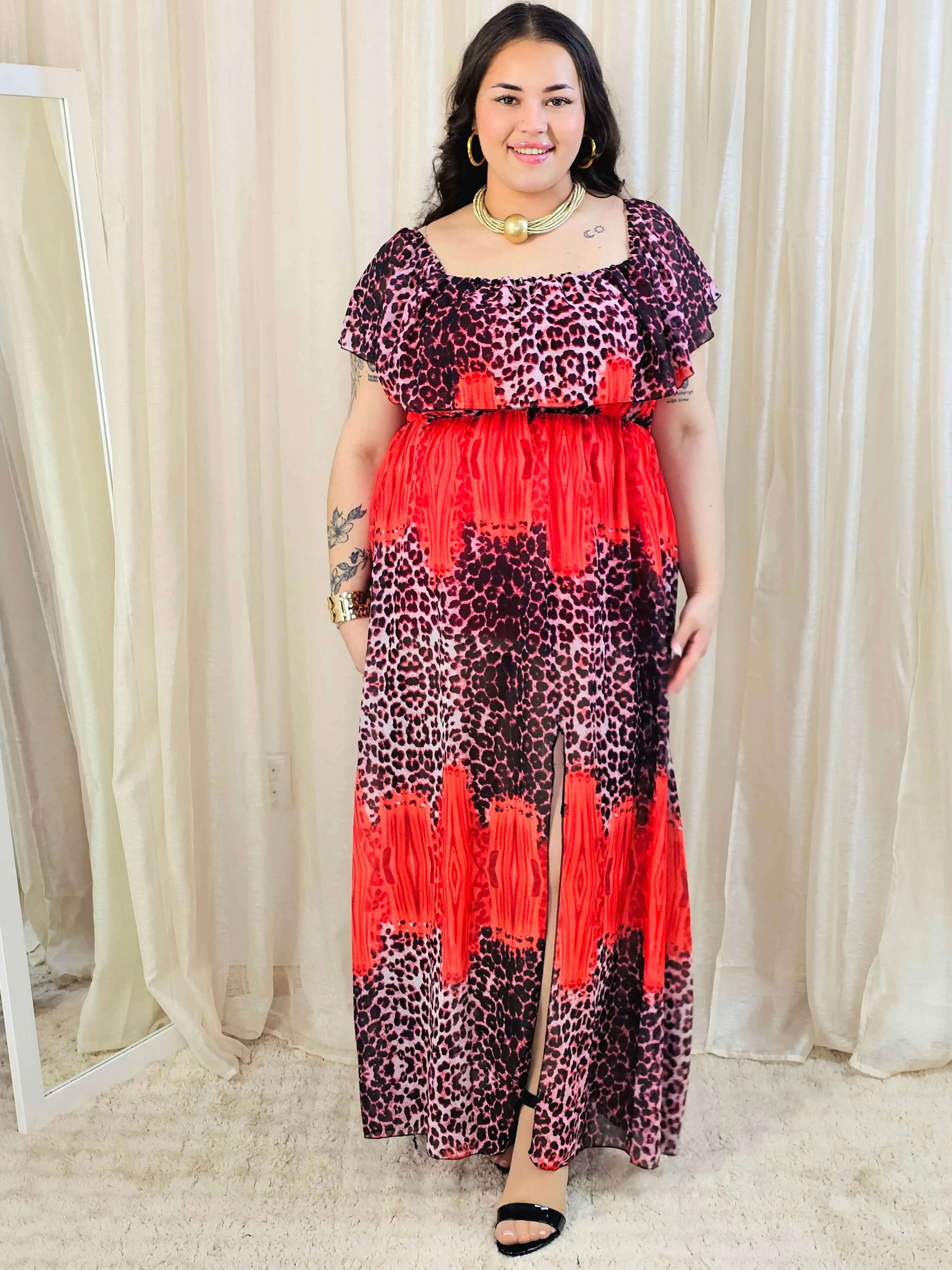 Sukienka maxi w stylu boho z wzorem zwierzęcym - w kilku kolorach - Image 12