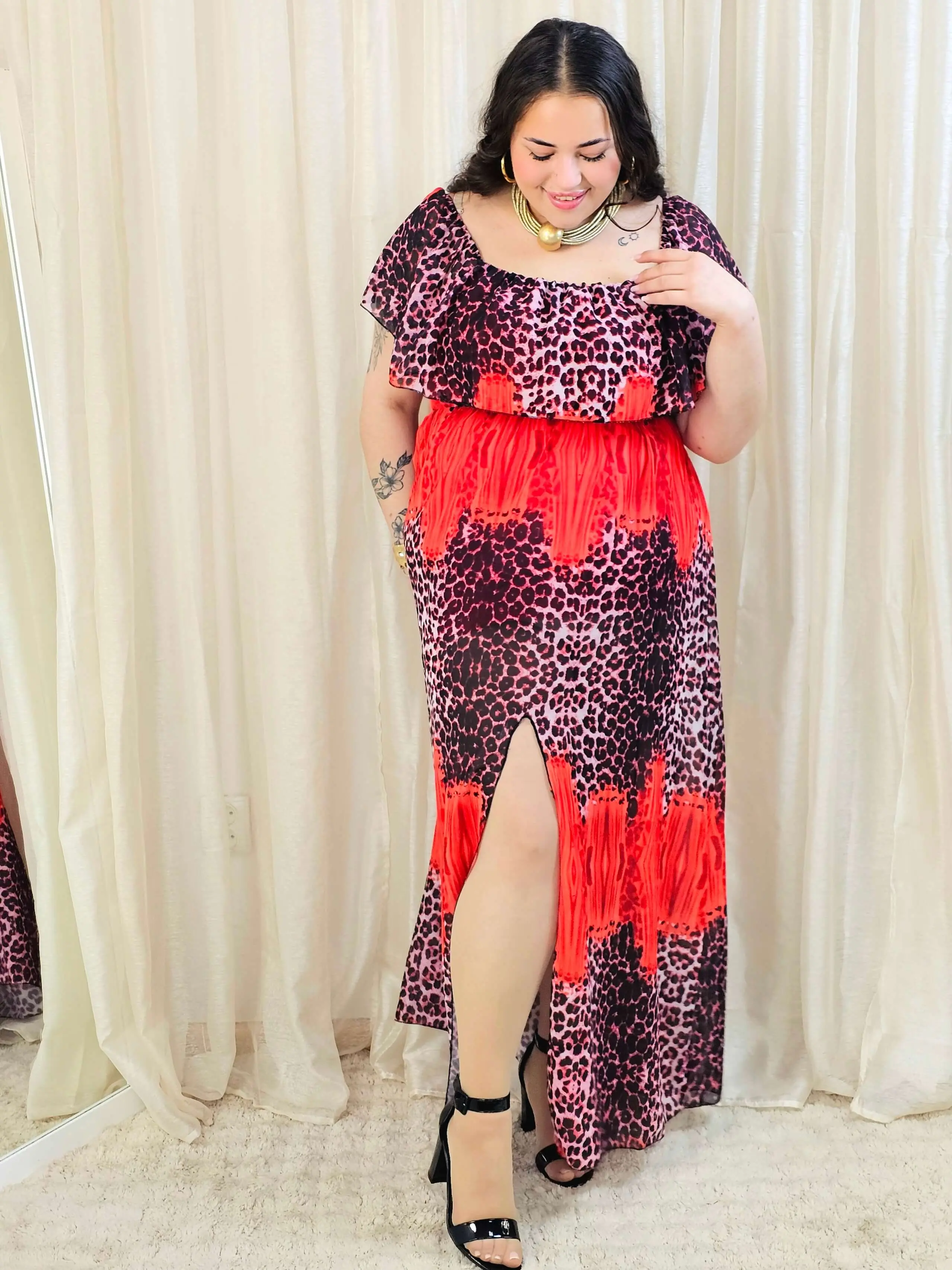 Sukienka maxi w stylu boho z wzorem zwierzęcym - w kilku kolorach - Image 15