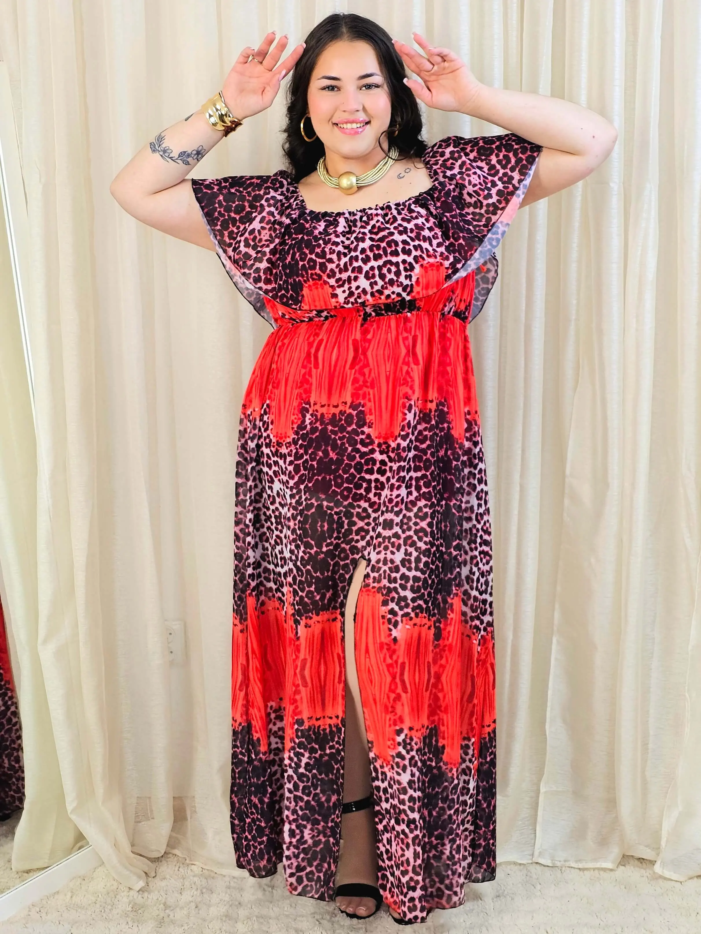 Sukienka maxi w stylu boho z wzorem zwierzęcym - w kilku kolorach - Image 16