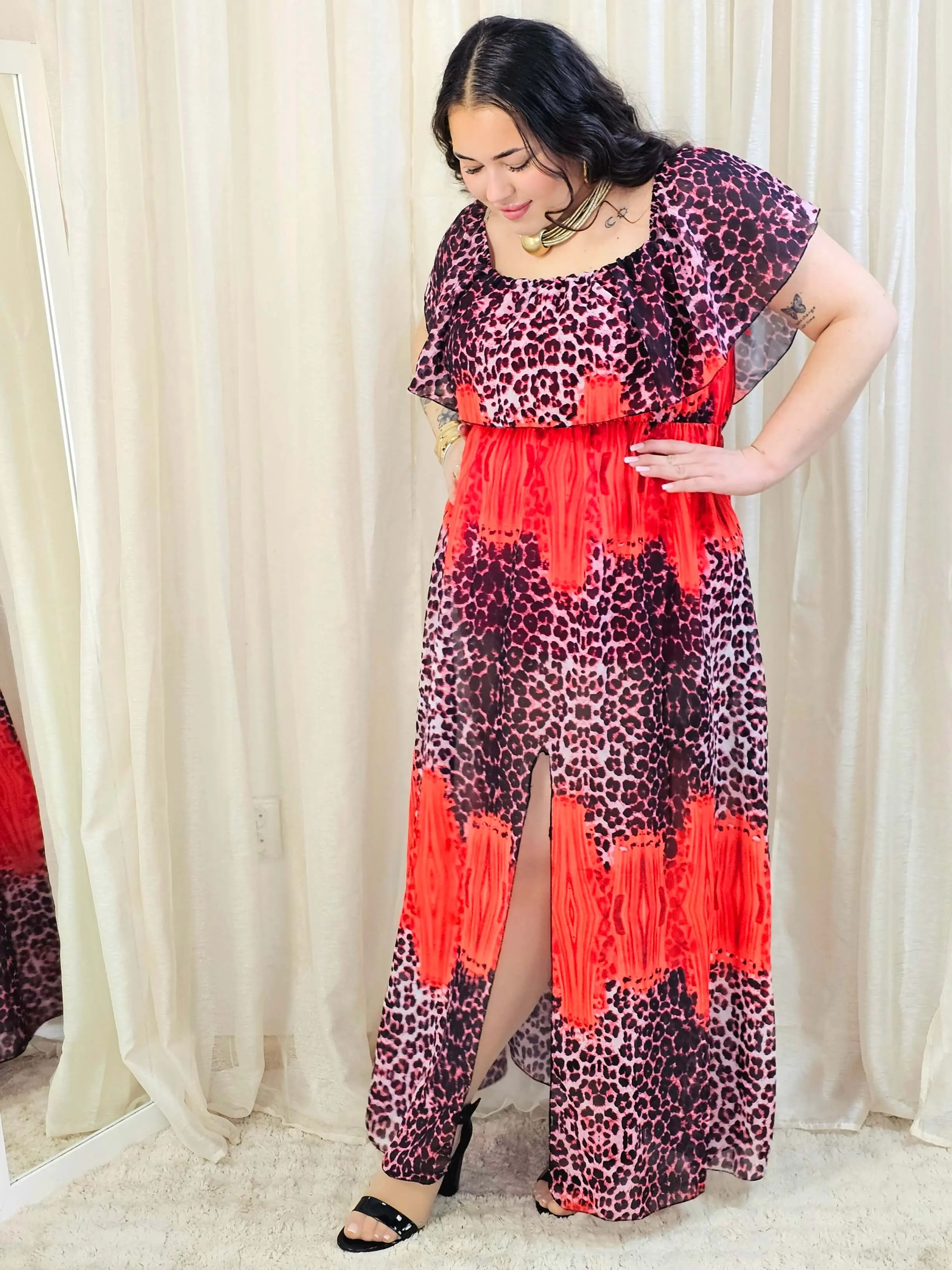 Sukienka maxi w stylu boho z wzorem zwierzęcym - w kilku kolorach - Image 18