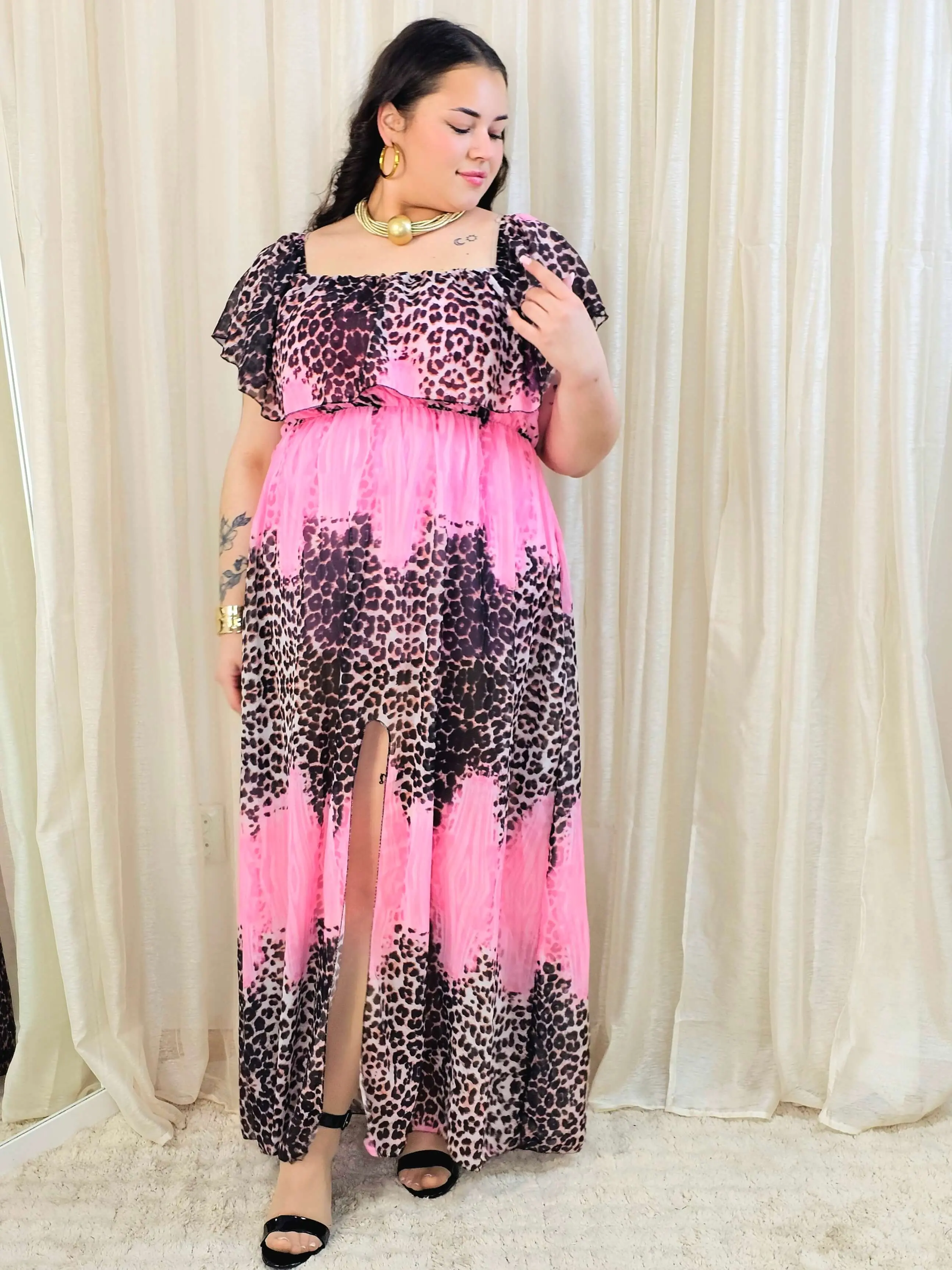 Sukienka maxi w stylu boho z wzorem zwierzęcym - w kilku kolorach - Image 32
