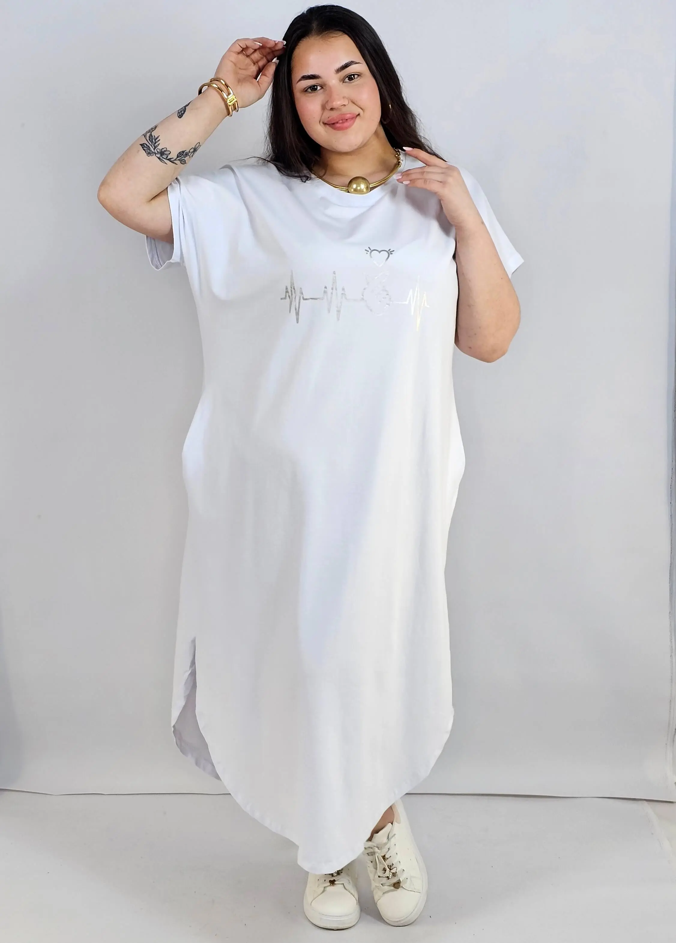 Sukienka oversize dresowa midi z nadrukiem – moda plus size - Image 6