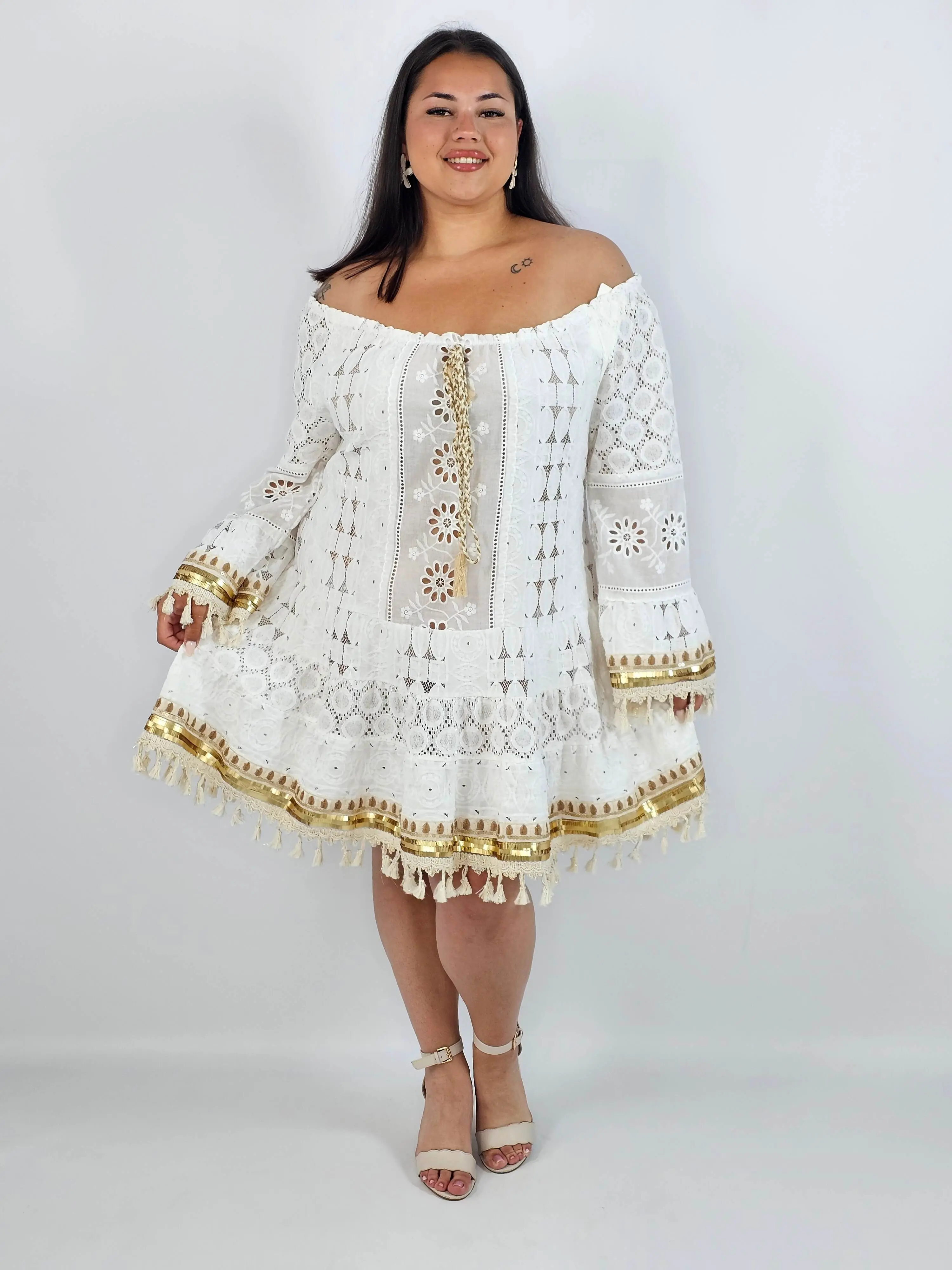 Sukienka plus size boho z koronką i frędzlami - Image 7