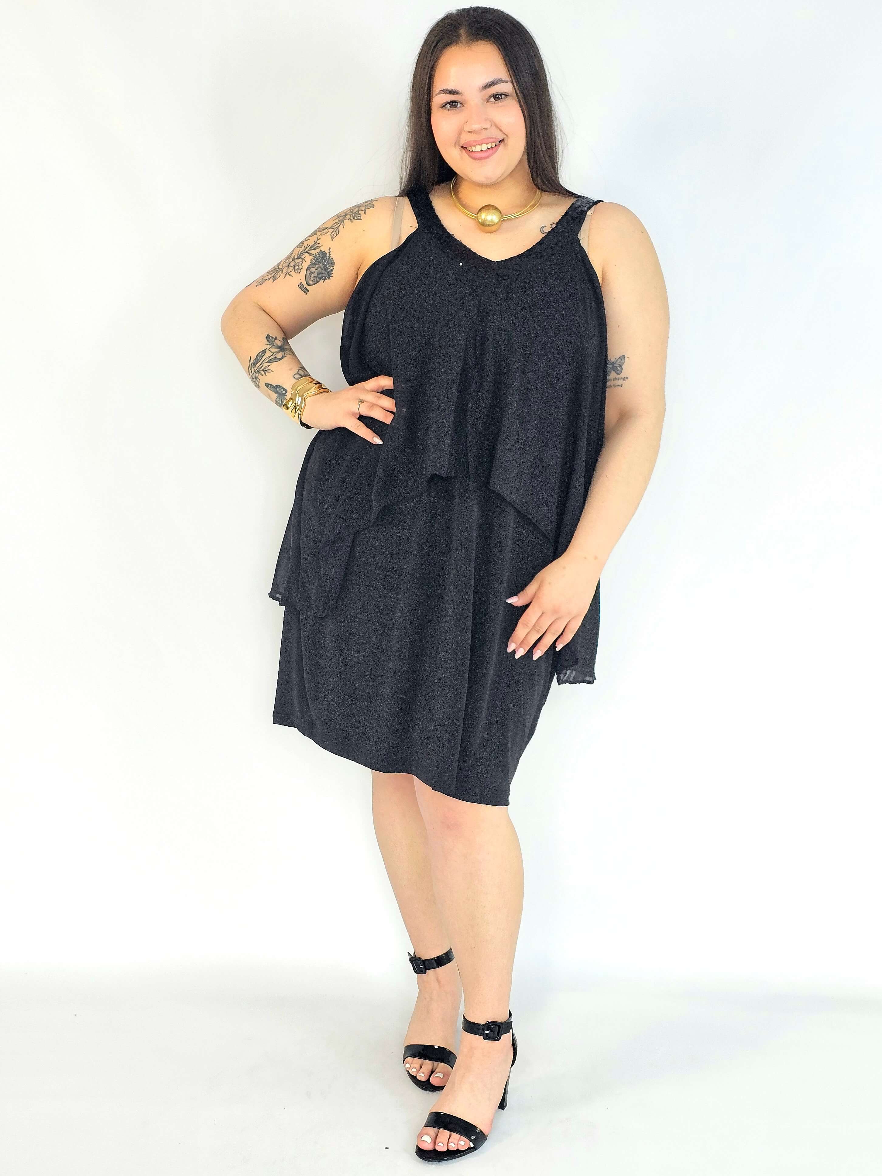 Sukienka plus size elegancka – lekka sukienka damska XXL z warstwową górą - Image 2