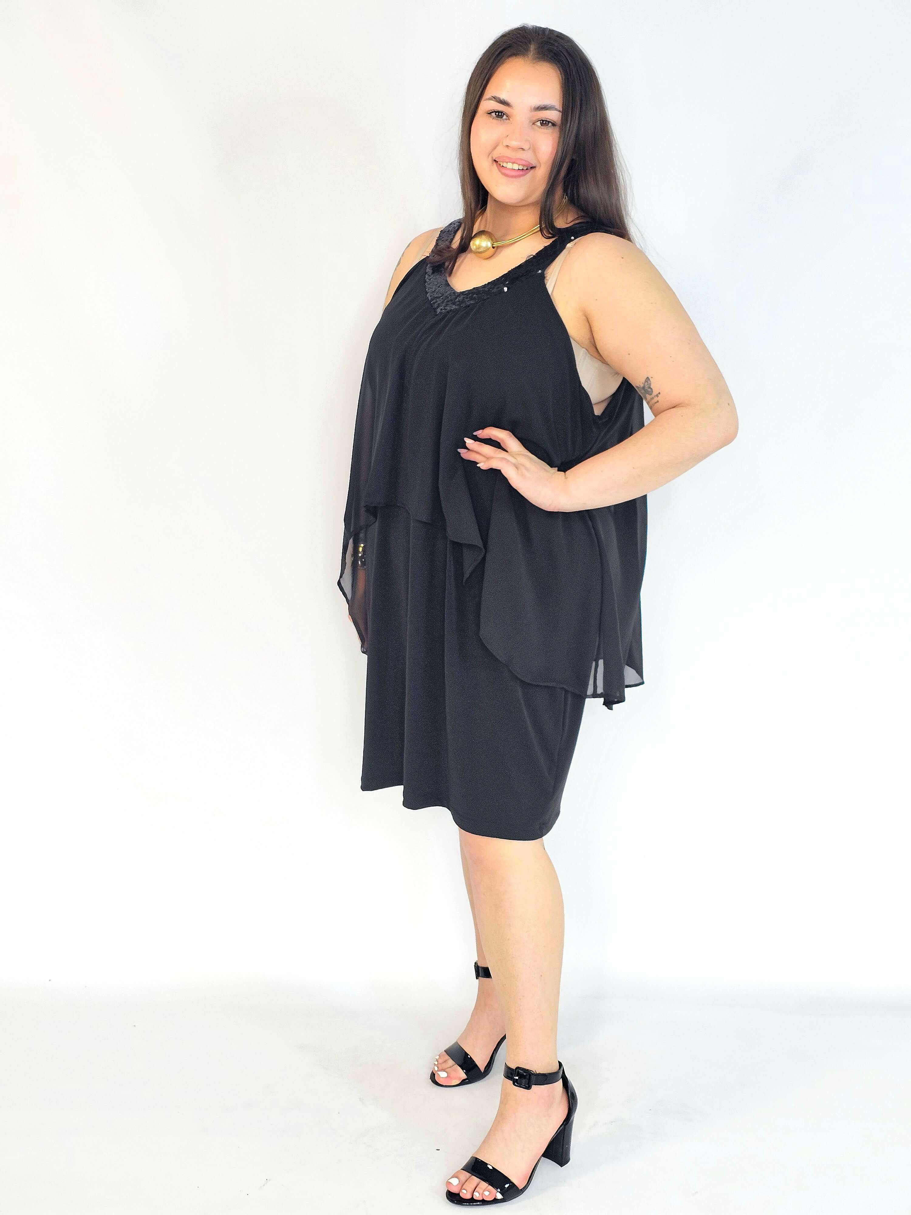 Sukienka plus size elegancka – lekka sukienka damska XXL z warstwową górą - Image 4
