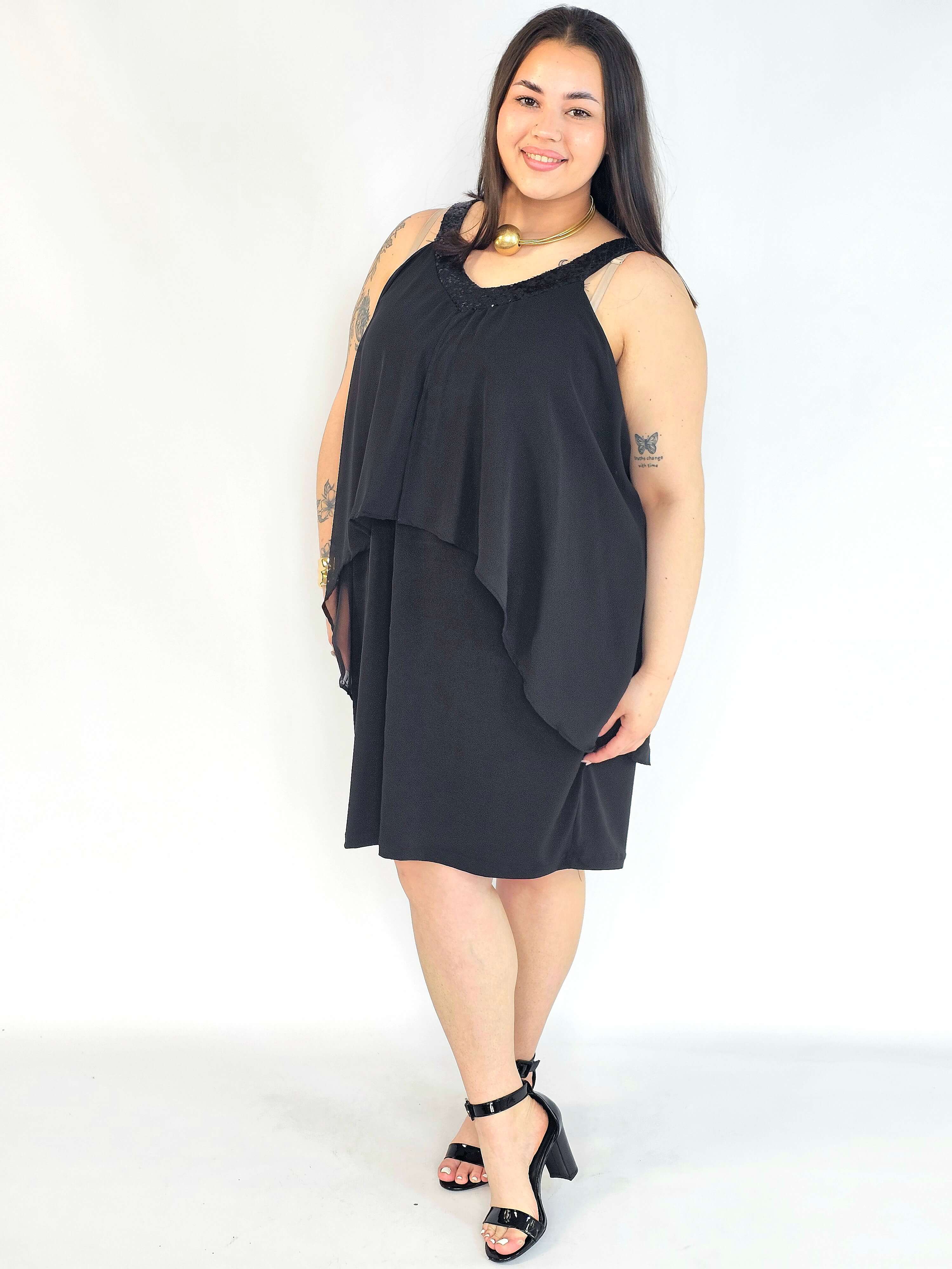 Sukienka plus size elegancka – lekka sukienka damska XXL z warstwową górą - Image 5