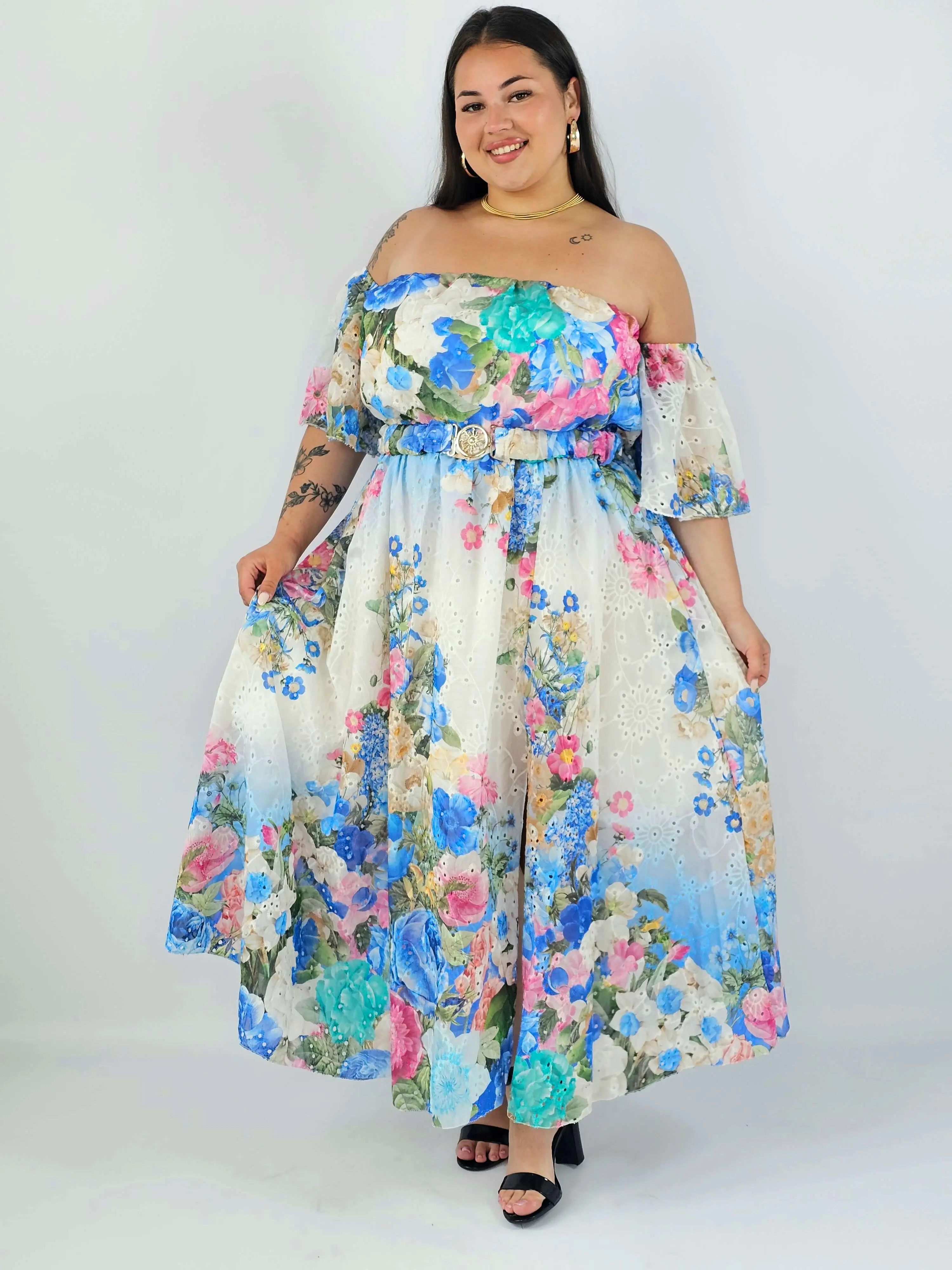 Sukienka plus size hiszpanka w kwiaty XXL – elegancka sukienka maxi - Image 10