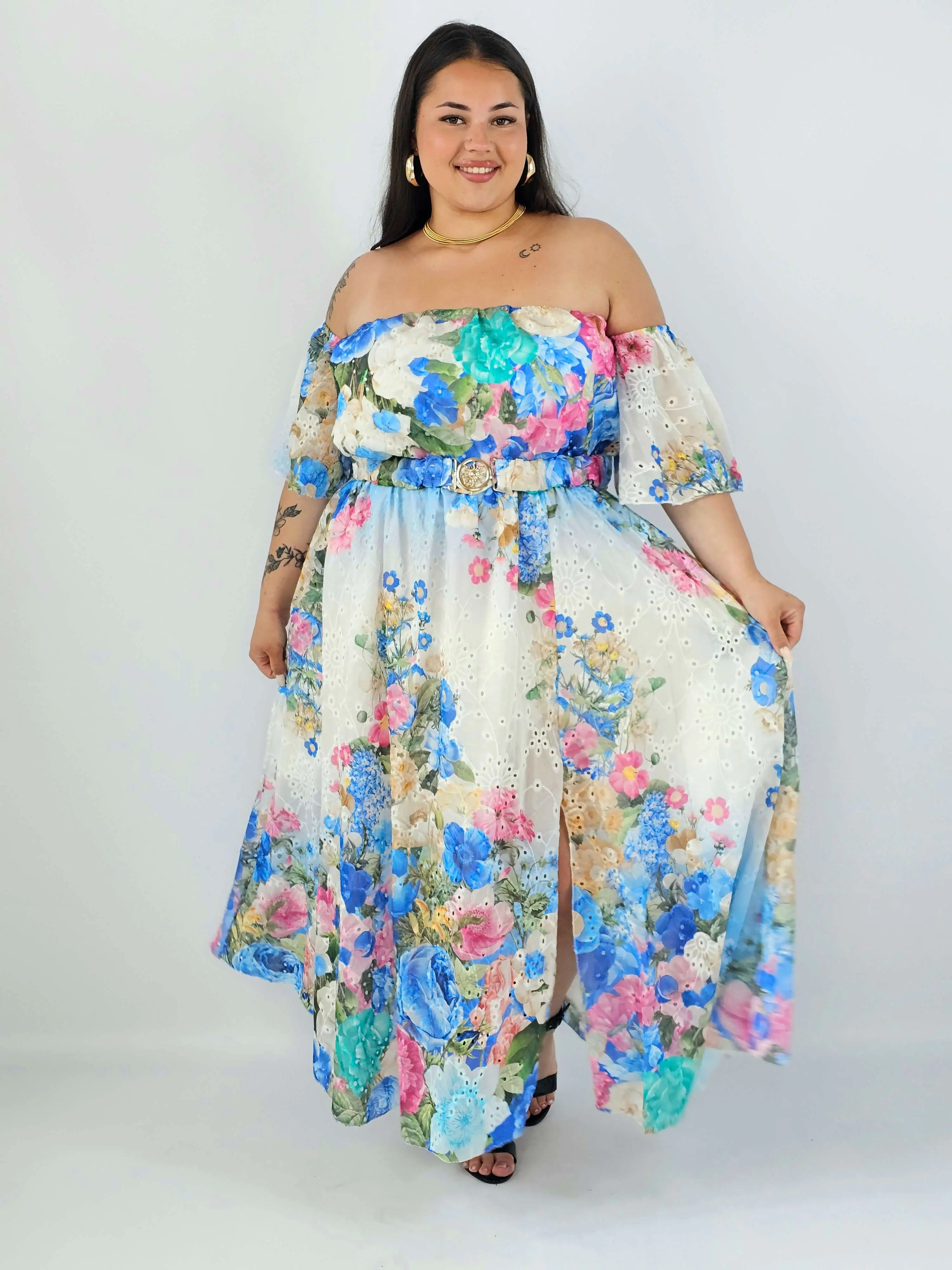 Sukienka plus size hiszpanka w kwiaty XXL – elegancka sukienka maxi - Image 11