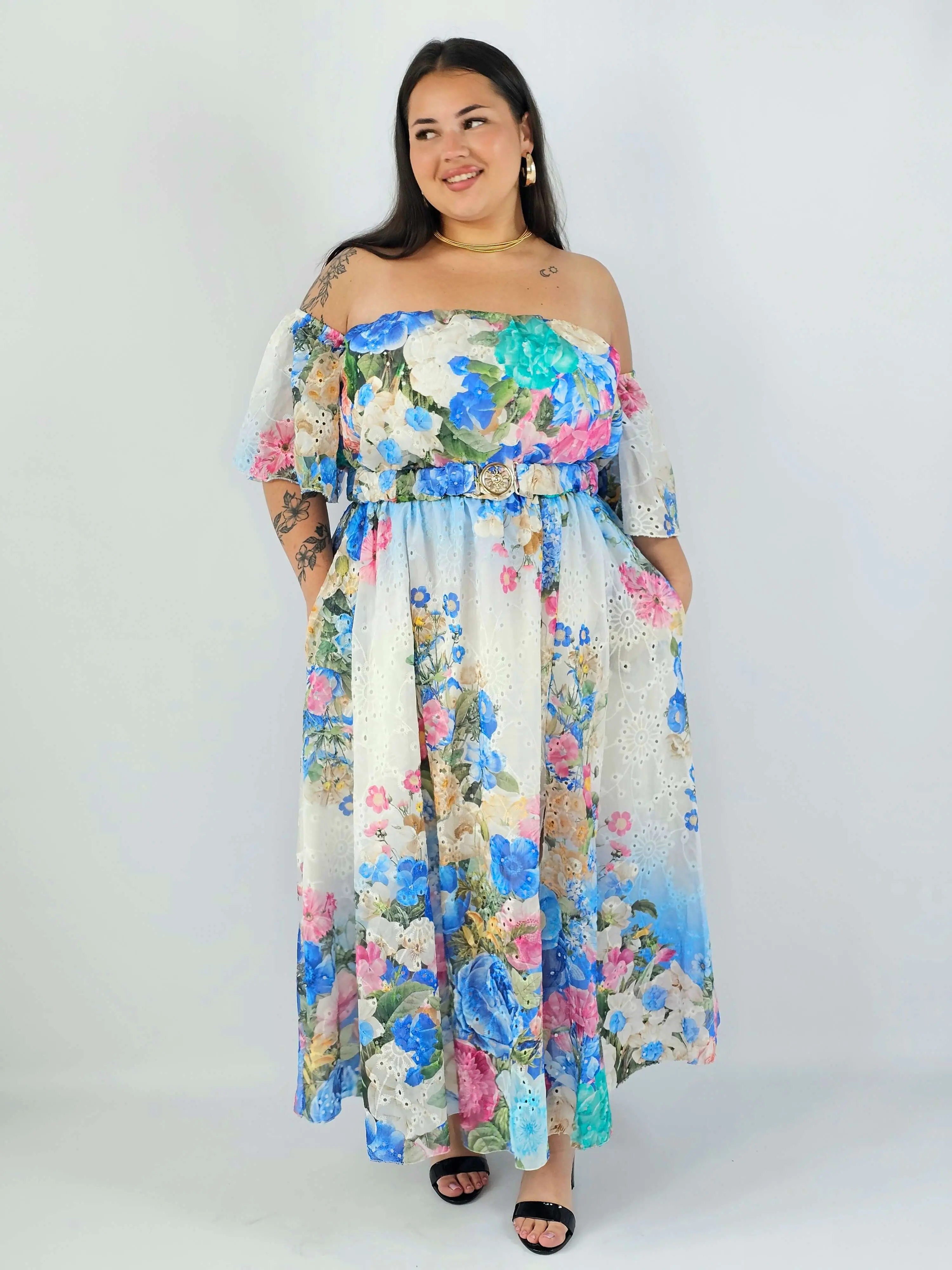 Sukienka plus size hiszpanka w kwiaty XXL – elegancka sukienka maxi - Image 14