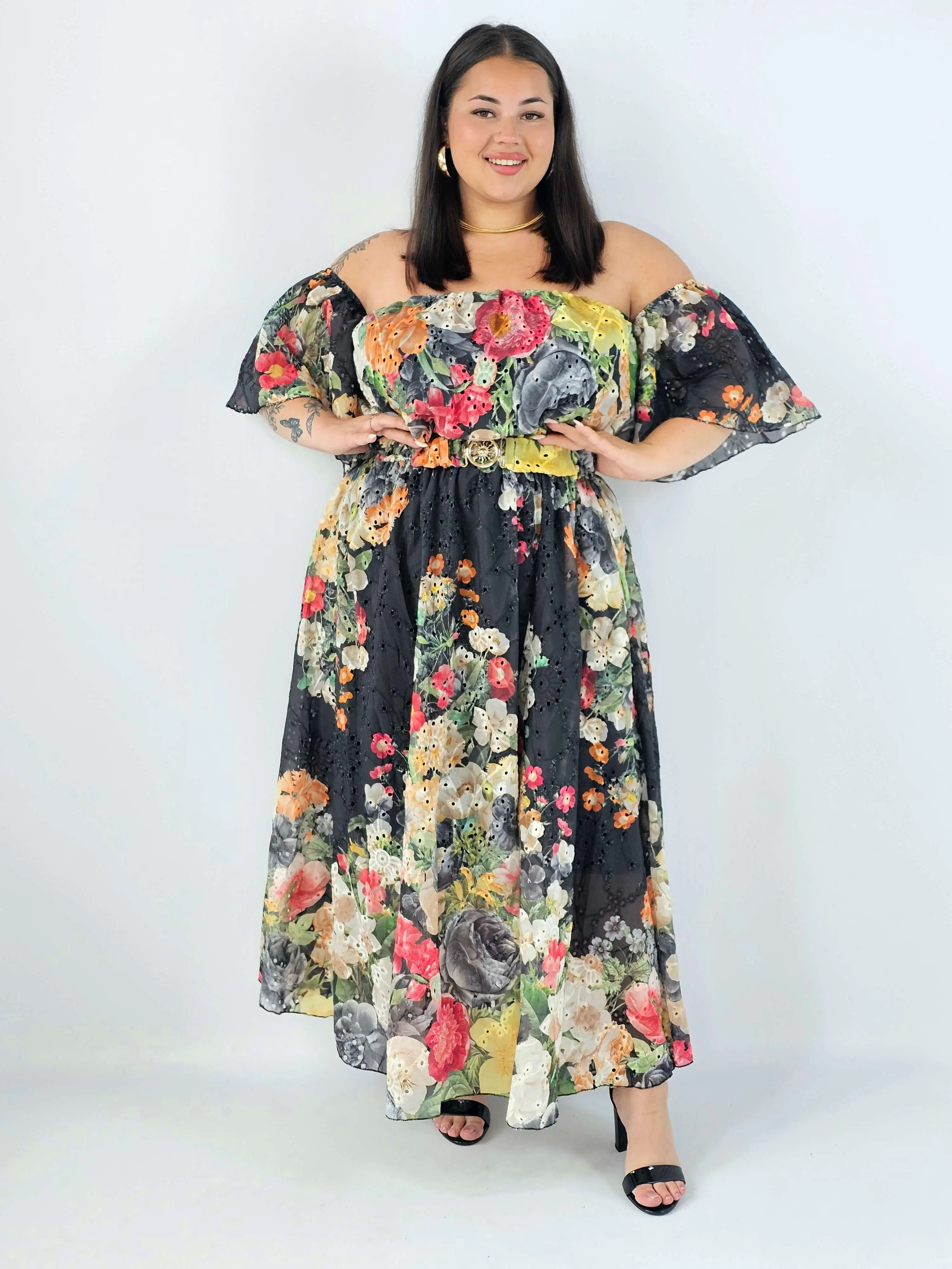 Sukienka plus size hiszpanka w kwiaty XXL – elegancka sukienka maxi - Image 15
