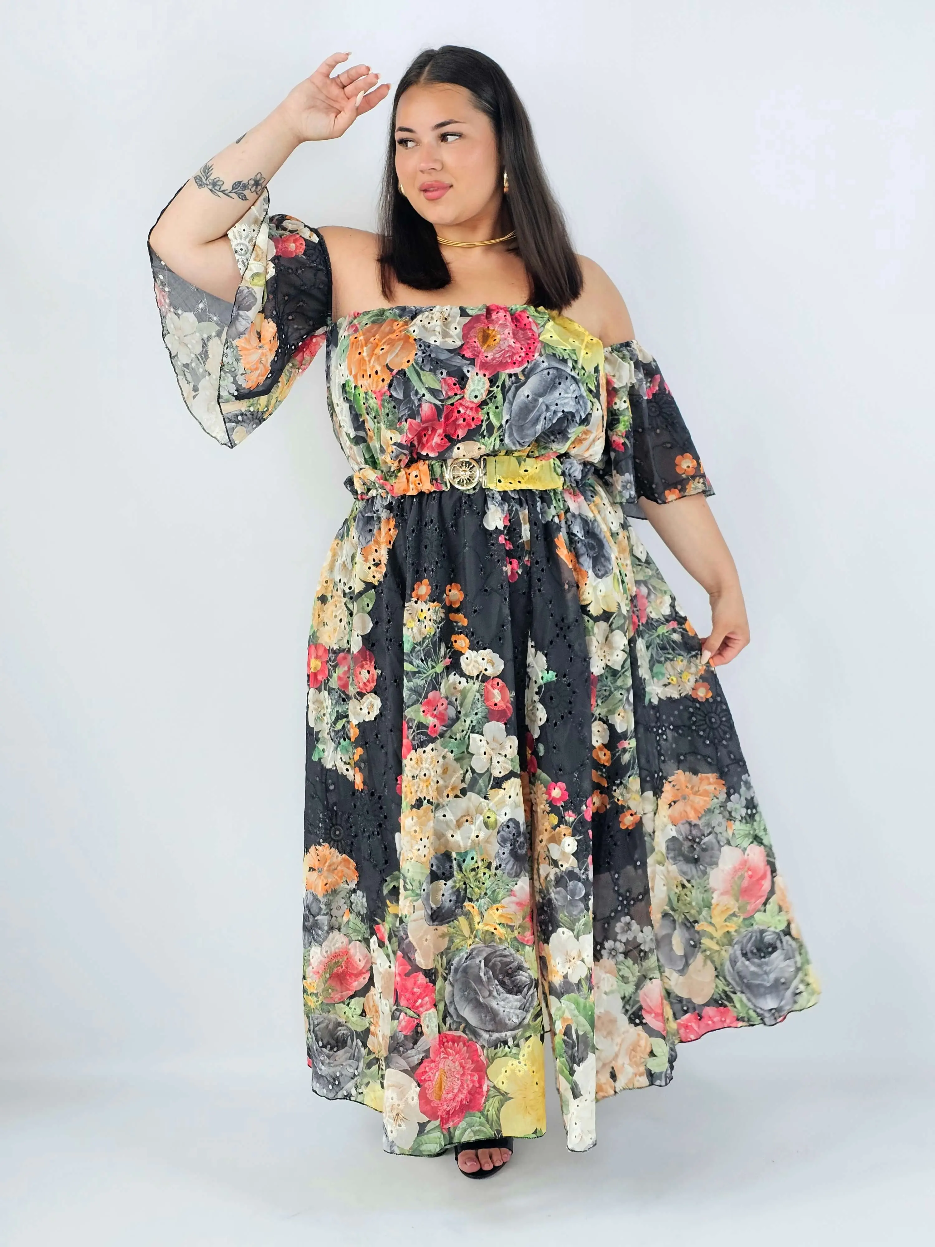 Sukienka plus size hiszpanka w kwiaty XXL – elegancka sukienka maxi - Image 16