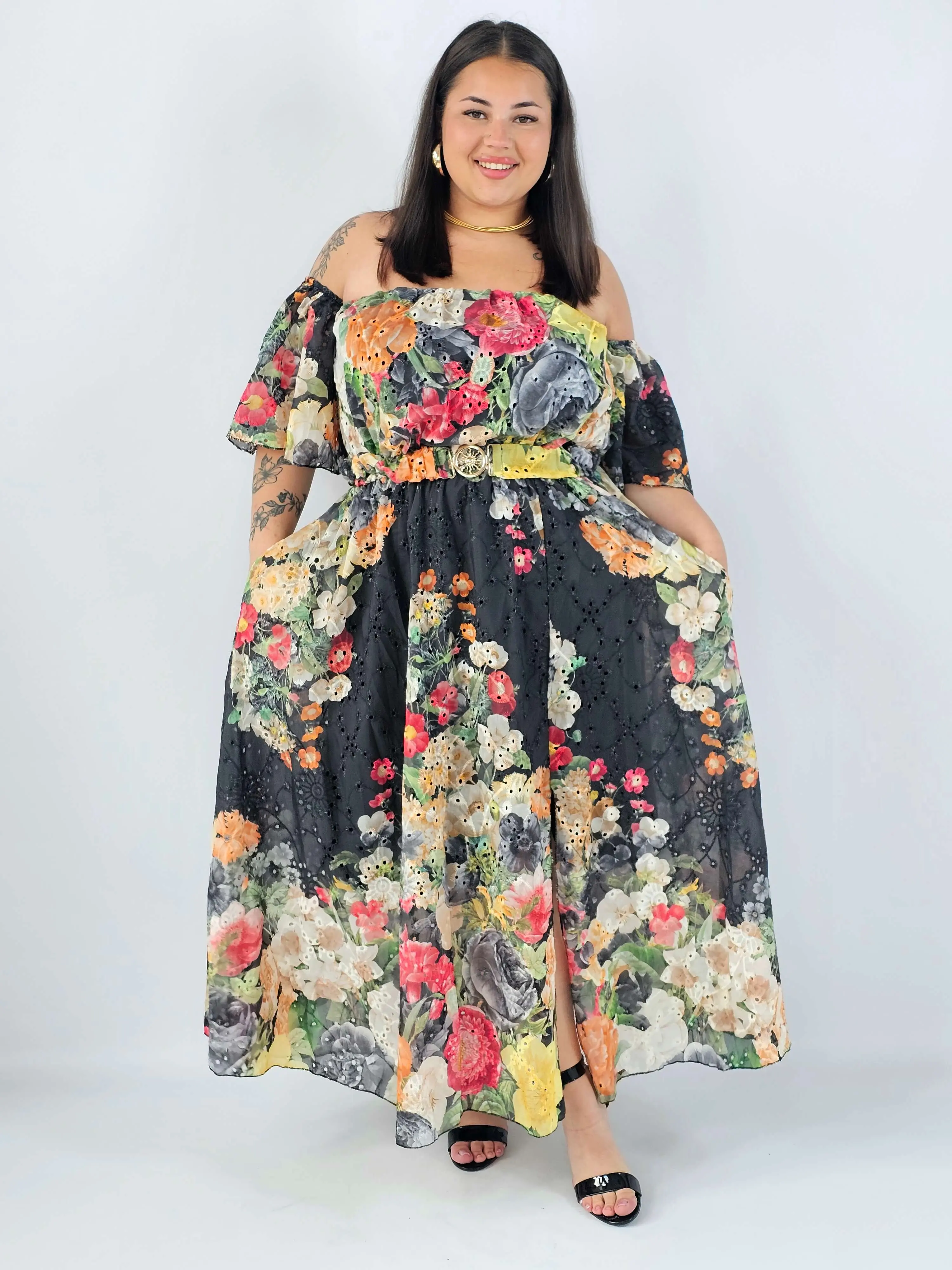 Sukienka plus size hiszpanka w kwiaty XXL – elegancka sukienka maxi - Image 17