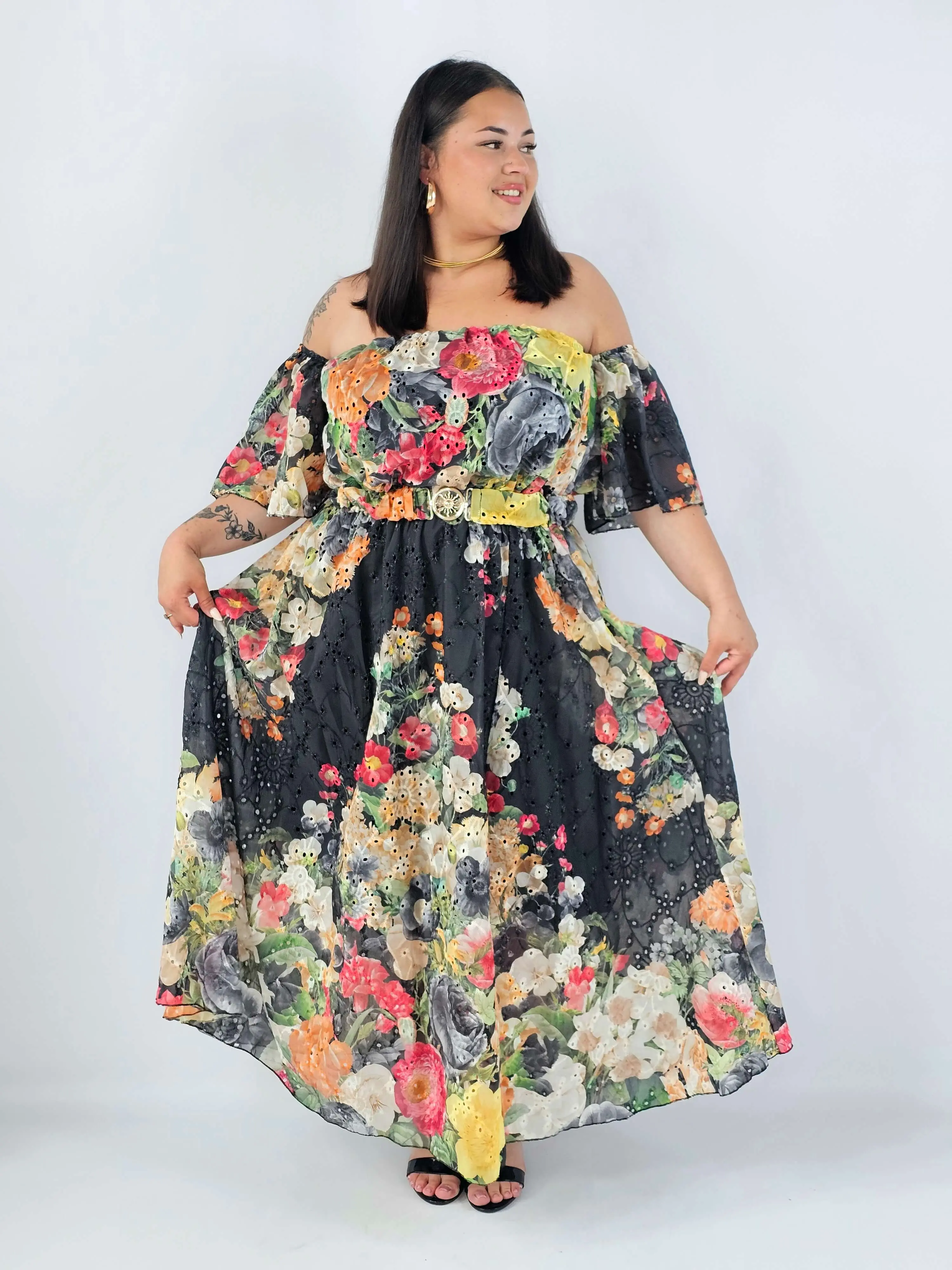 Sukienka plus size hiszpanka w kwiaty XXL – elegancka sukienka maxi - Image 2