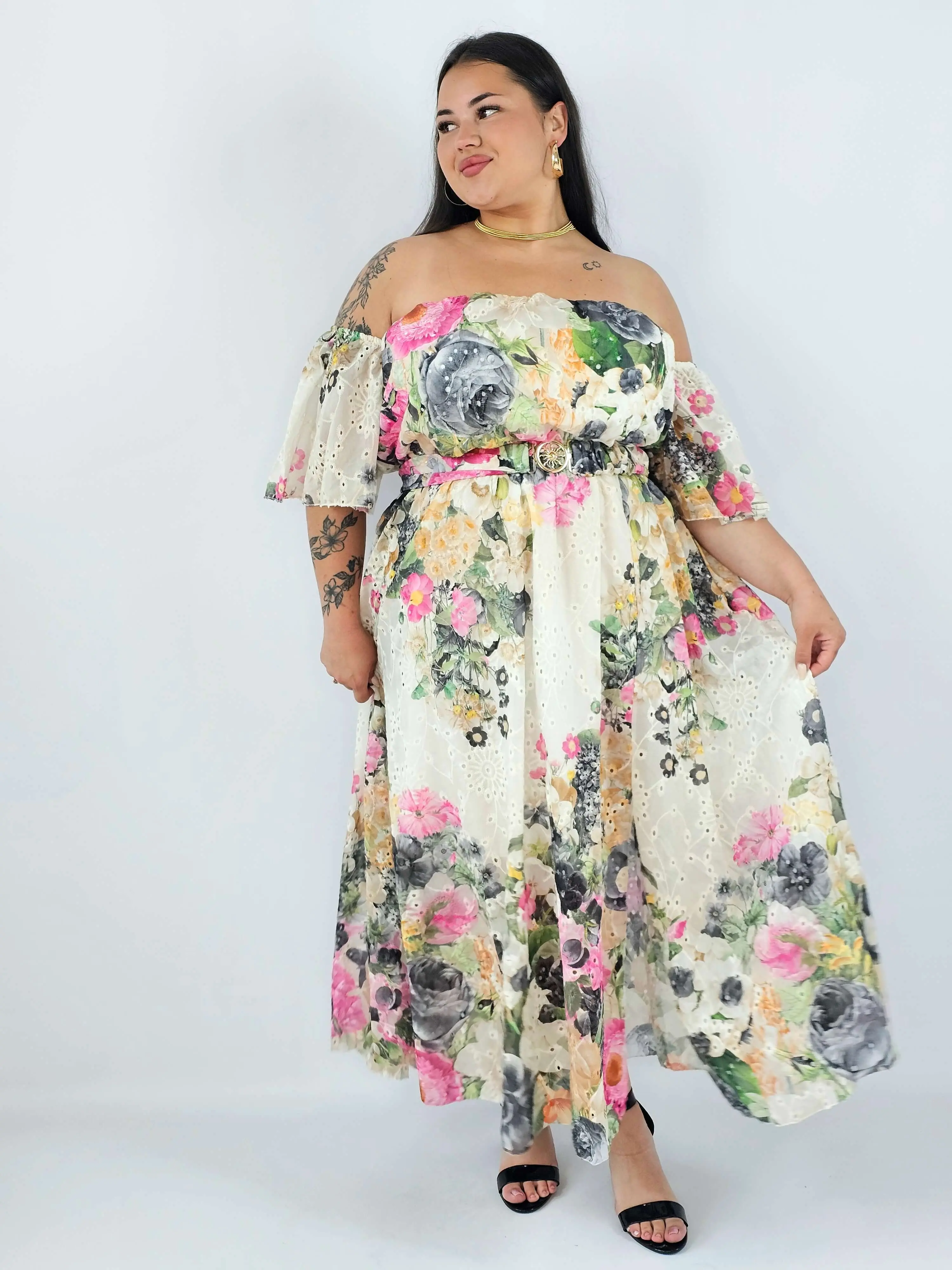 Sukienka plus size hiszpanka w kwiaty XXL – elegancka sukienka maxi - Image 3