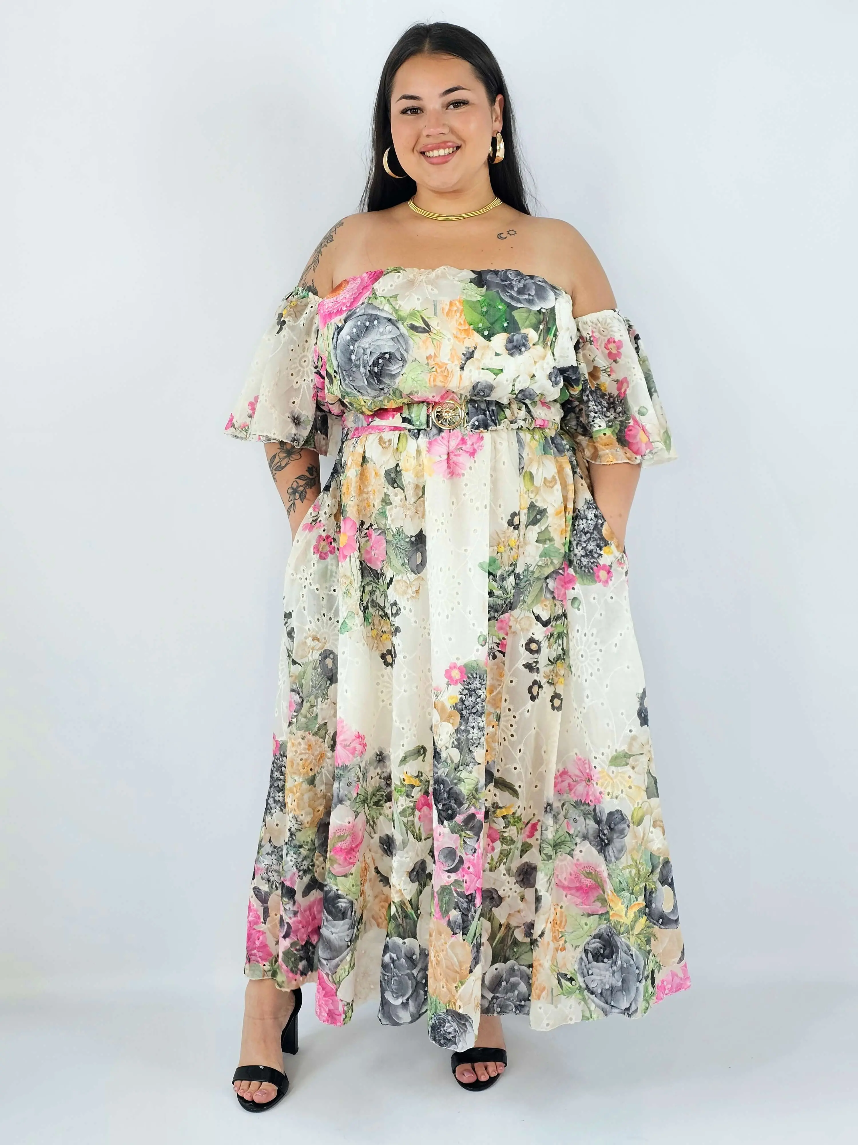 Sukienka plus size hiszpanka w kwiaty XXL – elegancka sukienka maxi - Image 4
