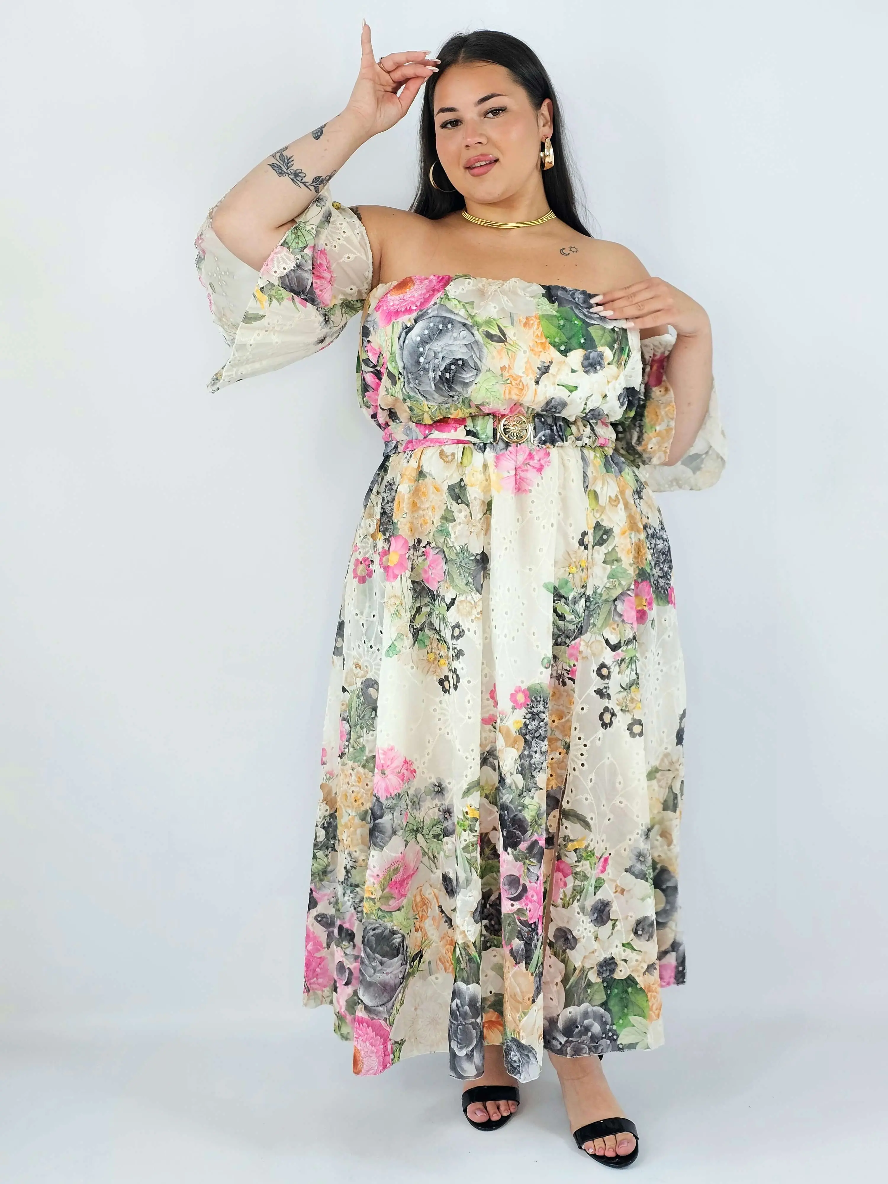 Sukienka plus size hiszpanka w kwiaty XXL – elegancka sukienka maxi - Image 6
