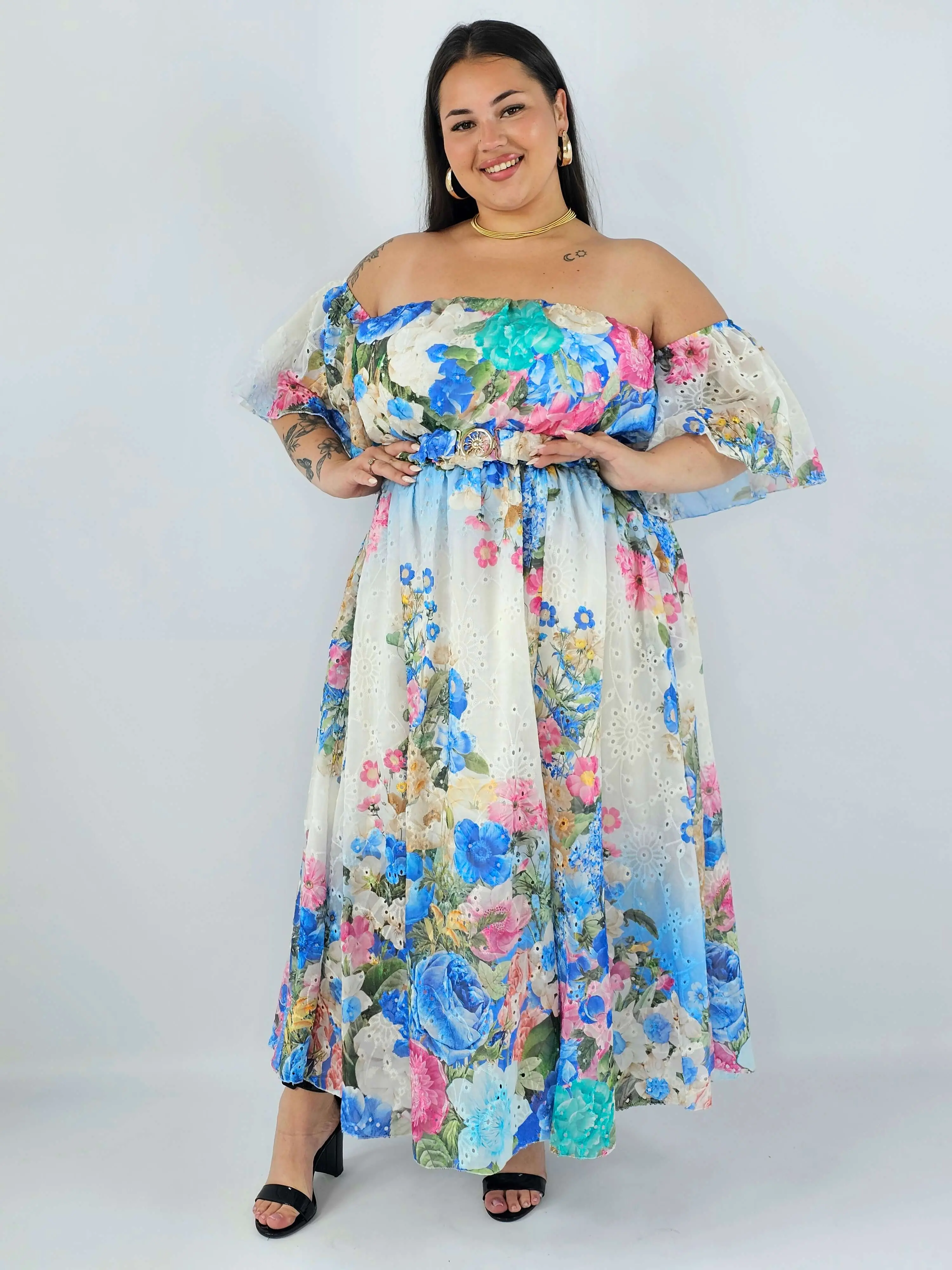 Sukienka plus size hiszpanka w kwiaty XXL – elegancka sukienka maxi - Image 8